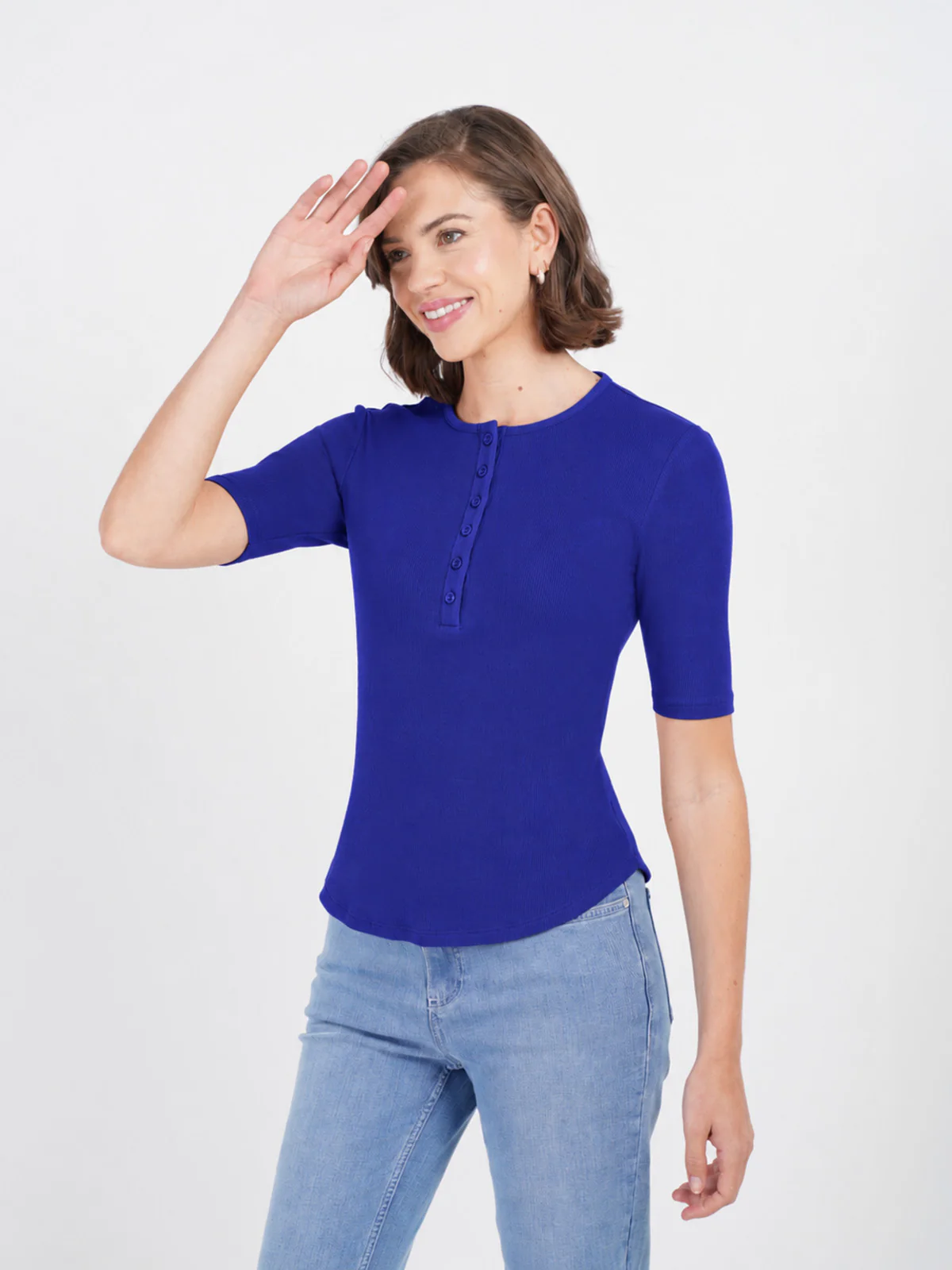 1/2 Sleeve Button Front Rib Top - Image 11