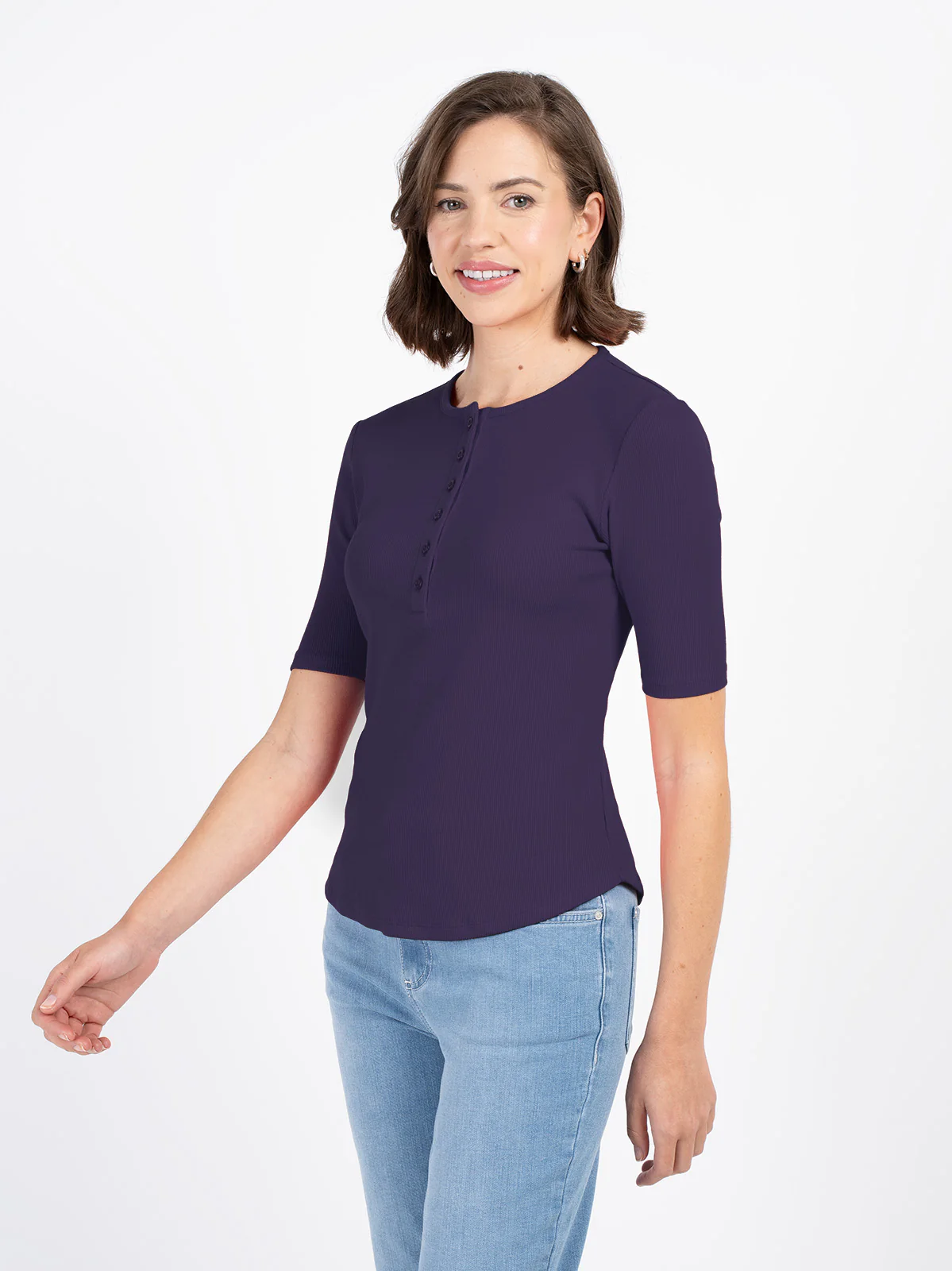 1/2 Sleeve Button Front Rib Top - Image 16