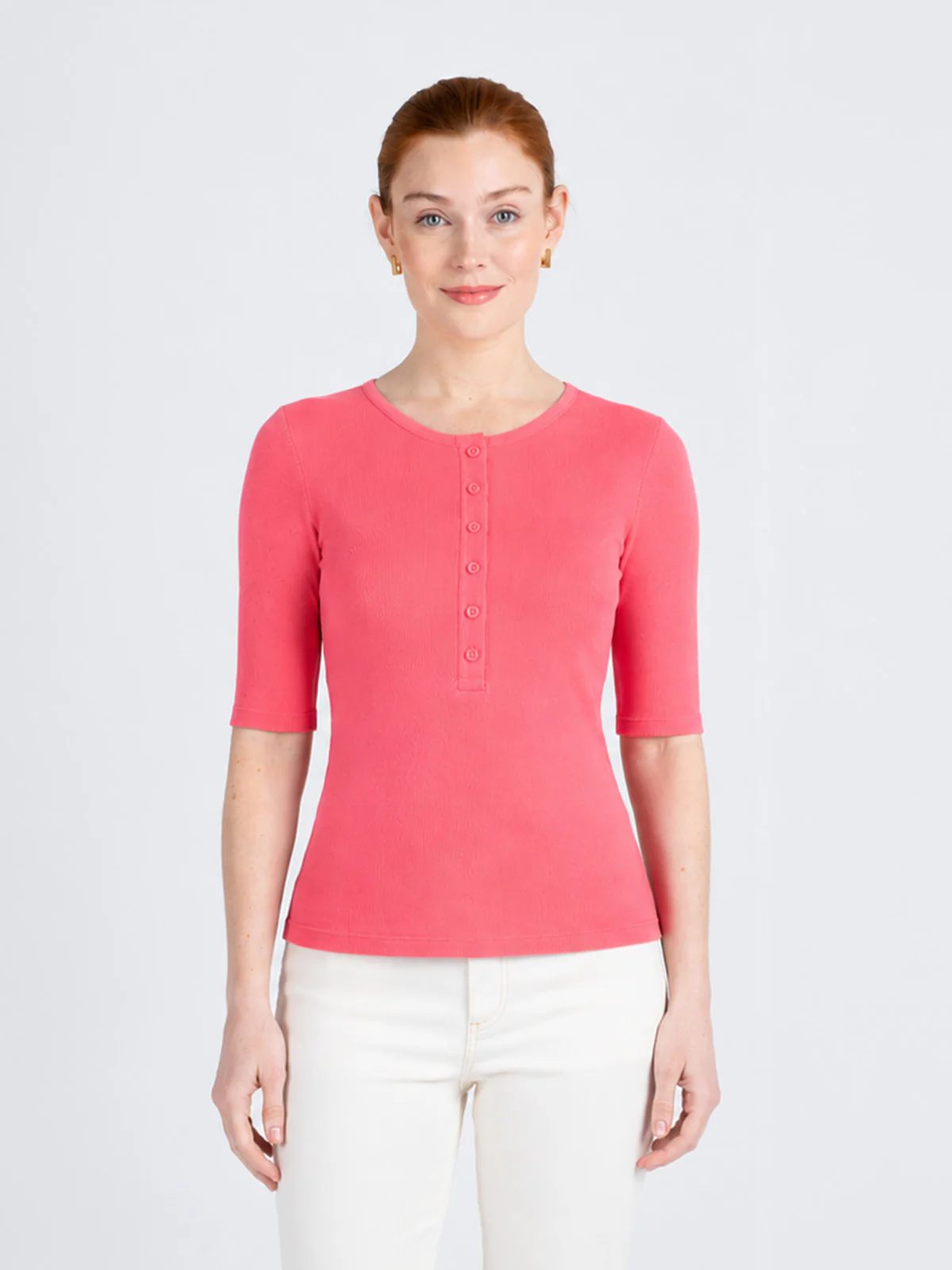 1/2 Sleeve Button Front Rib Top - Image 18