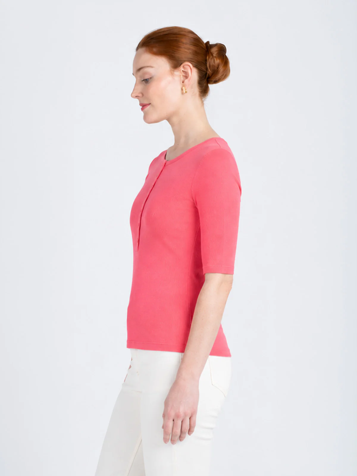 1/2 Sleeve Button Front Rib Top - Image 20