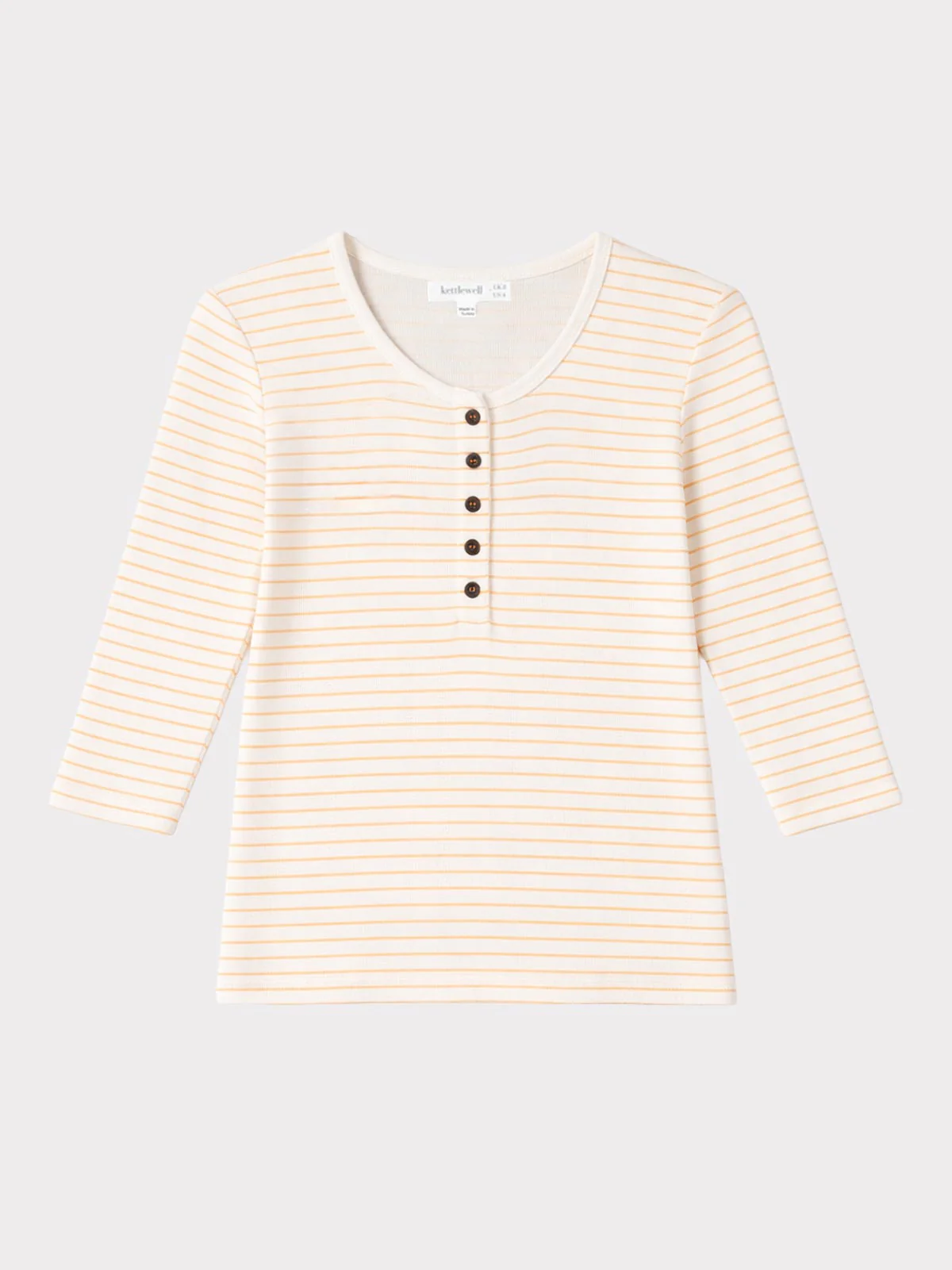 3/4 Sleeve Stripe Jersey Rib Tee