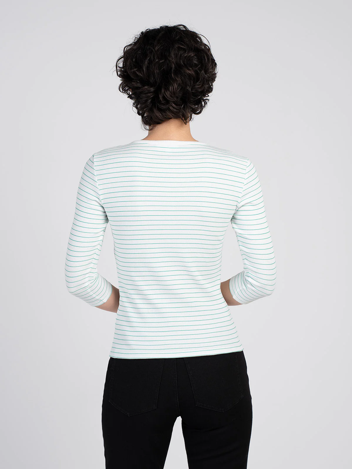 3/4 Sleeve Stripe Jersey Rib Tee - Image 7