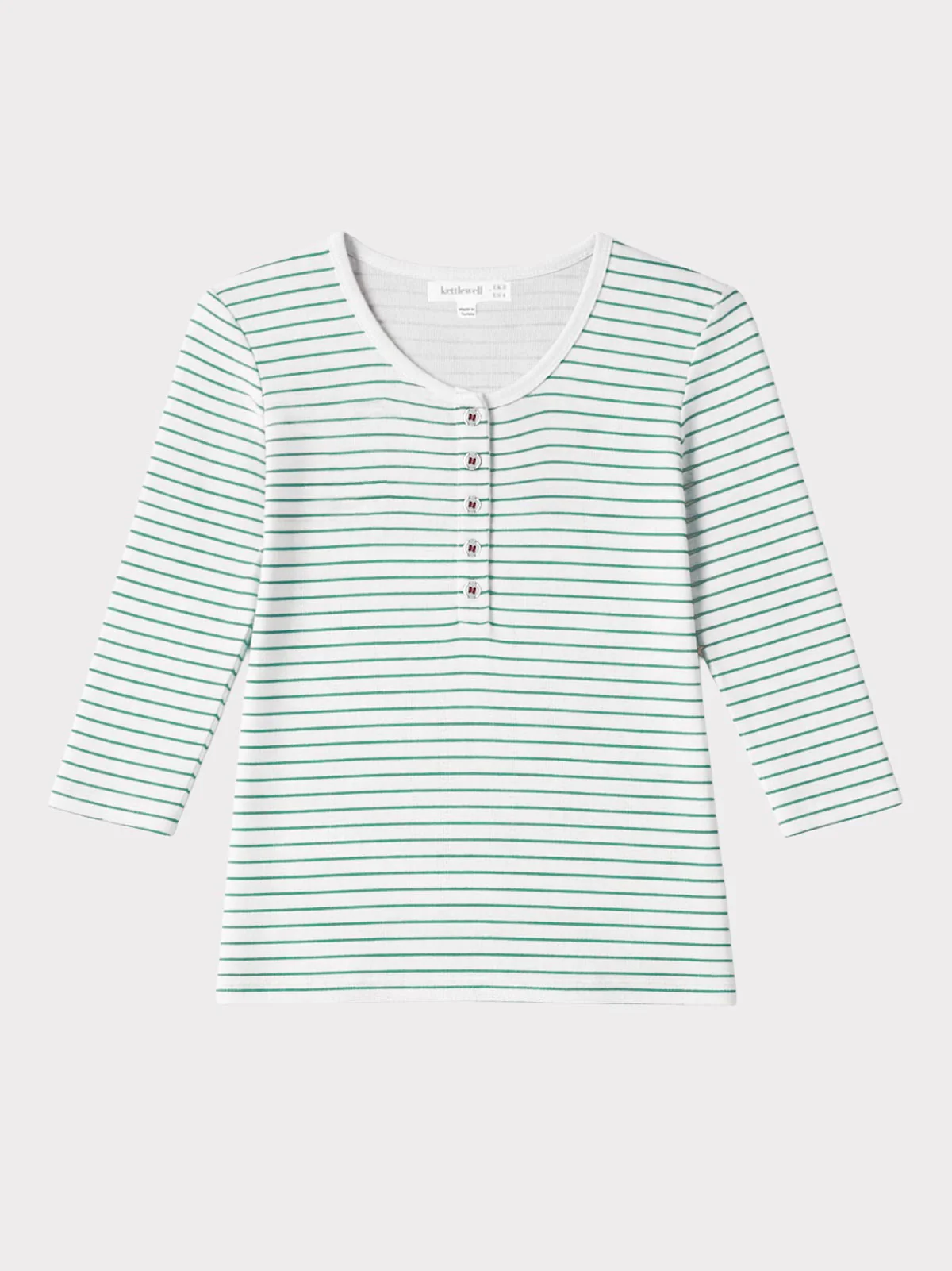 3/4 Sleeve Stripe Jersey Rib Tee - Image 9