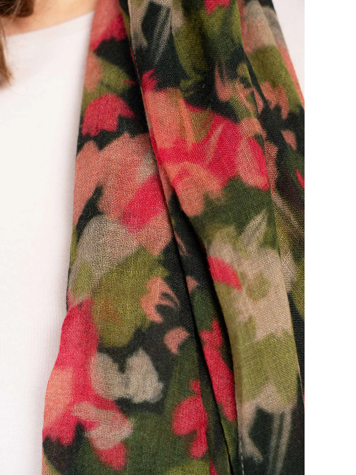 Brushed Floral Wool Scarf - Image 11