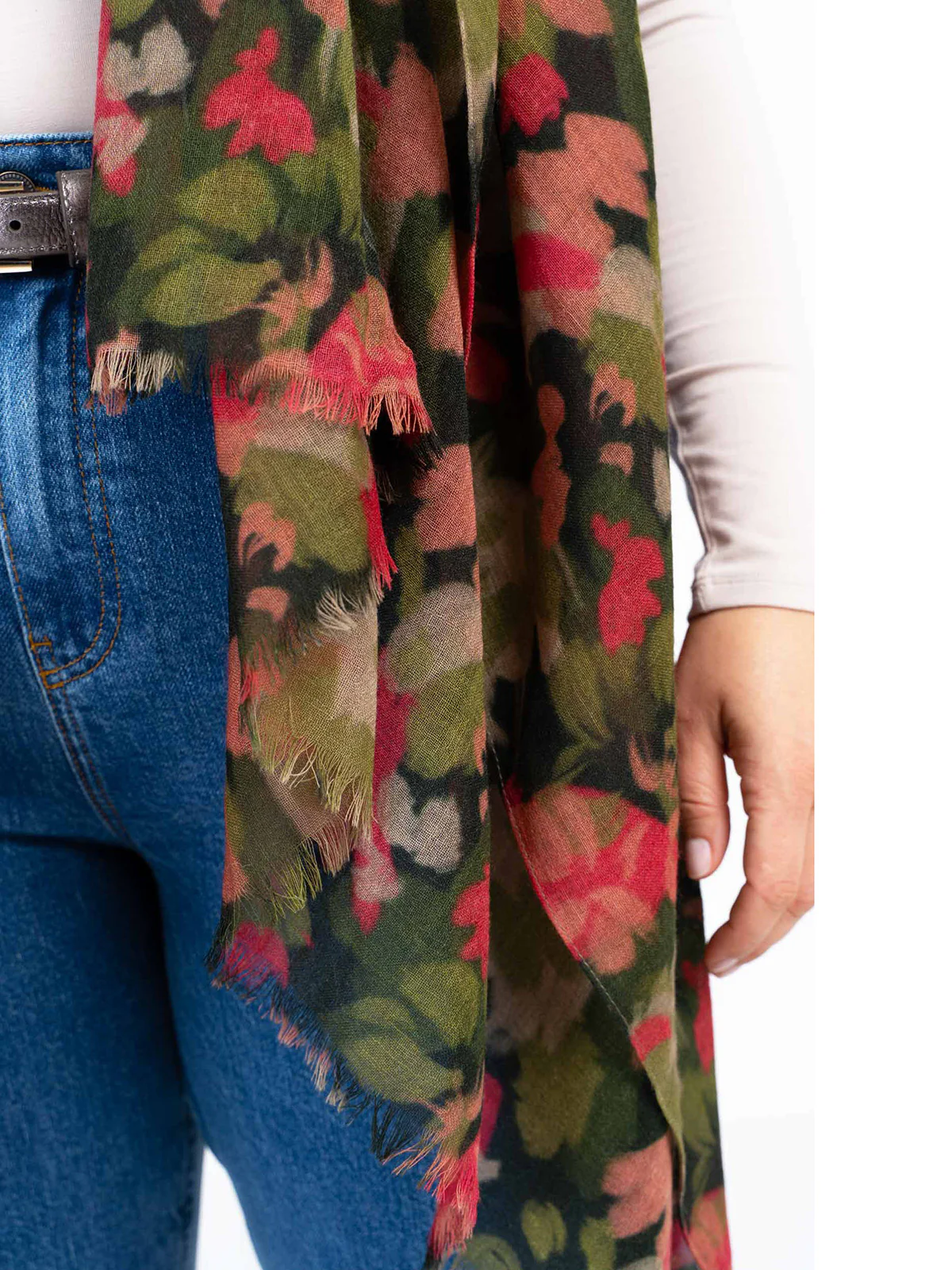 Brushed Floral Wool Scarf - Image 12