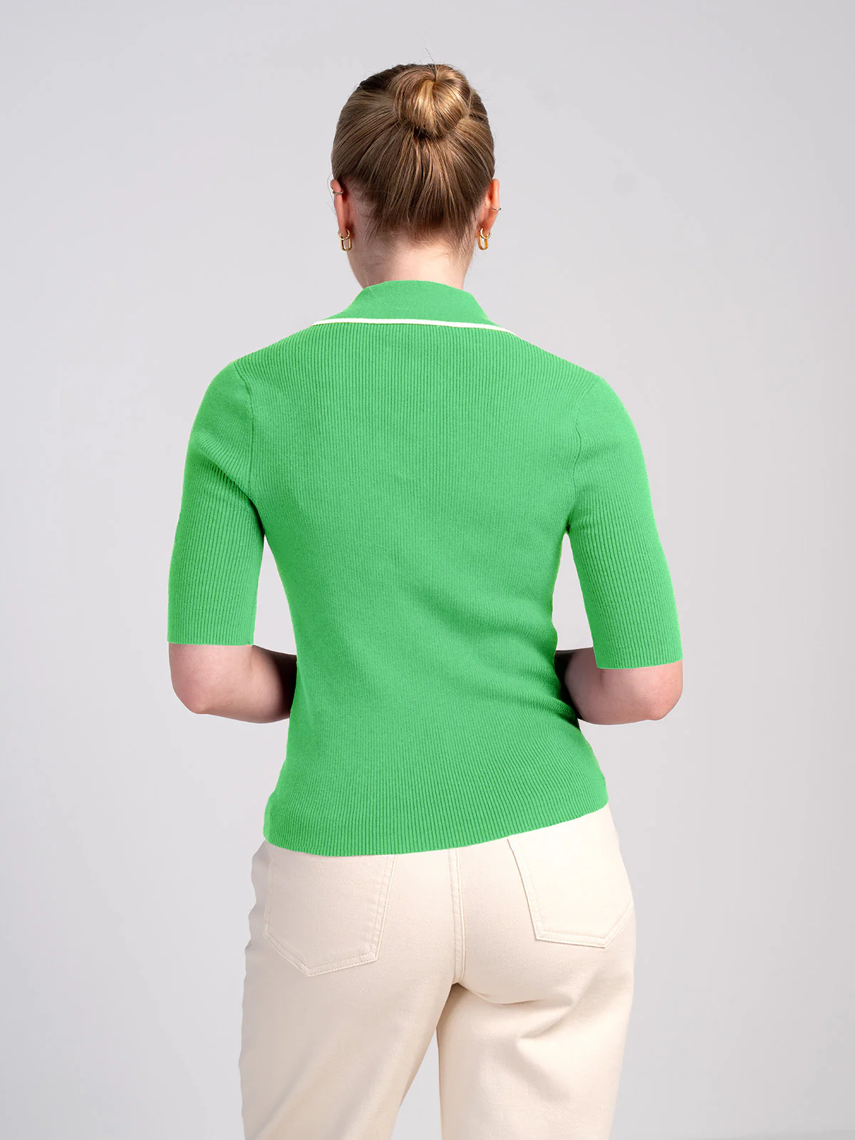 Collared 1/2 Sleeve Rib Top - Image 4