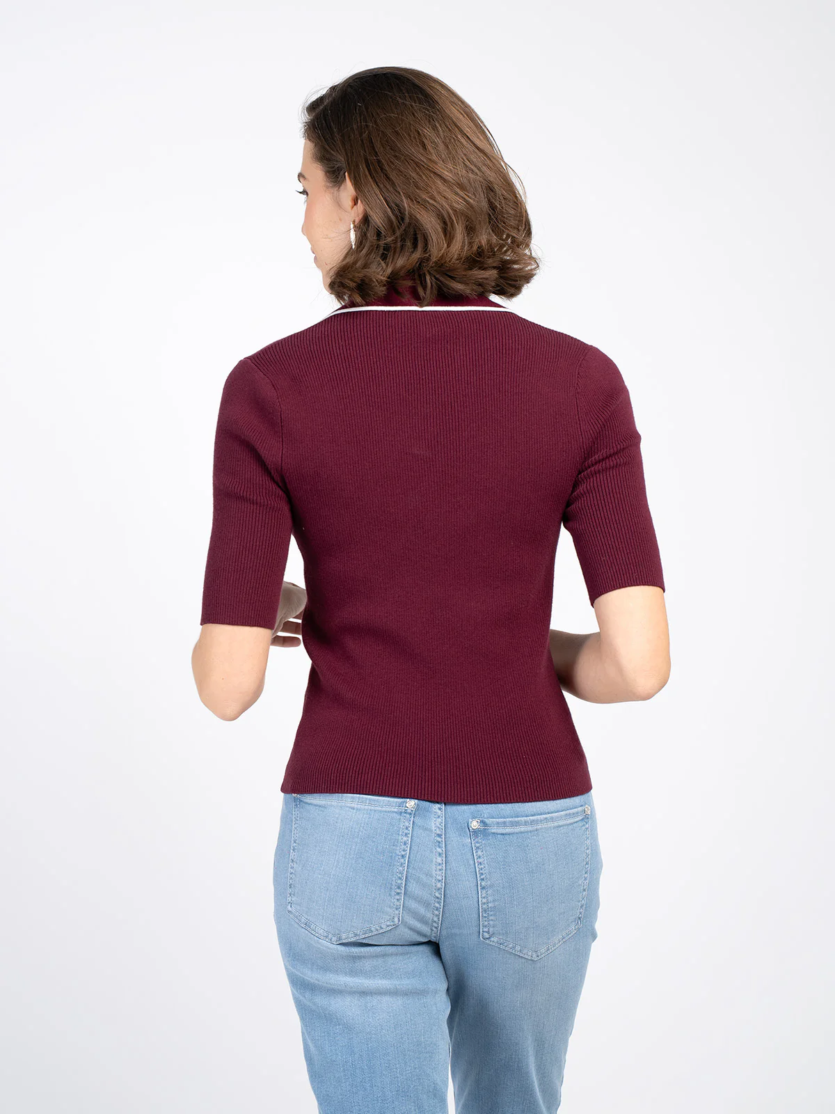 Collared 1/2 Sleeve Rib Top - Image 8