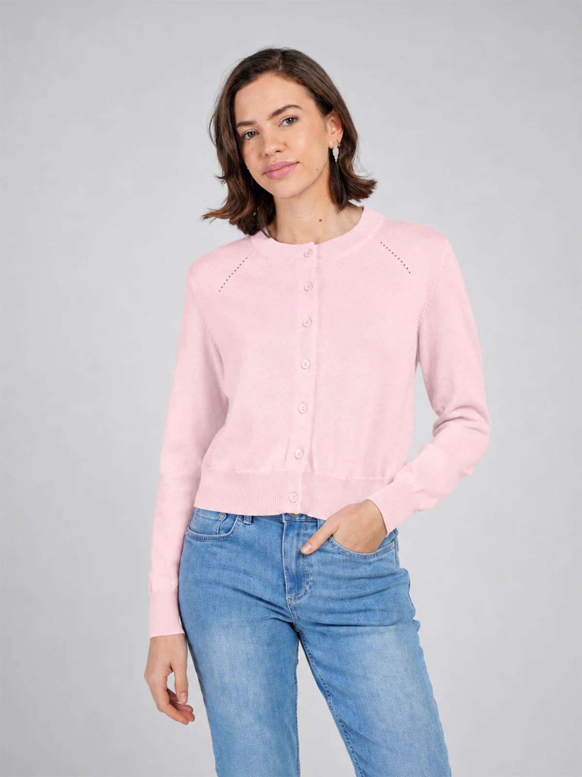 Crew Neck Cotton Cardigan - Image 15