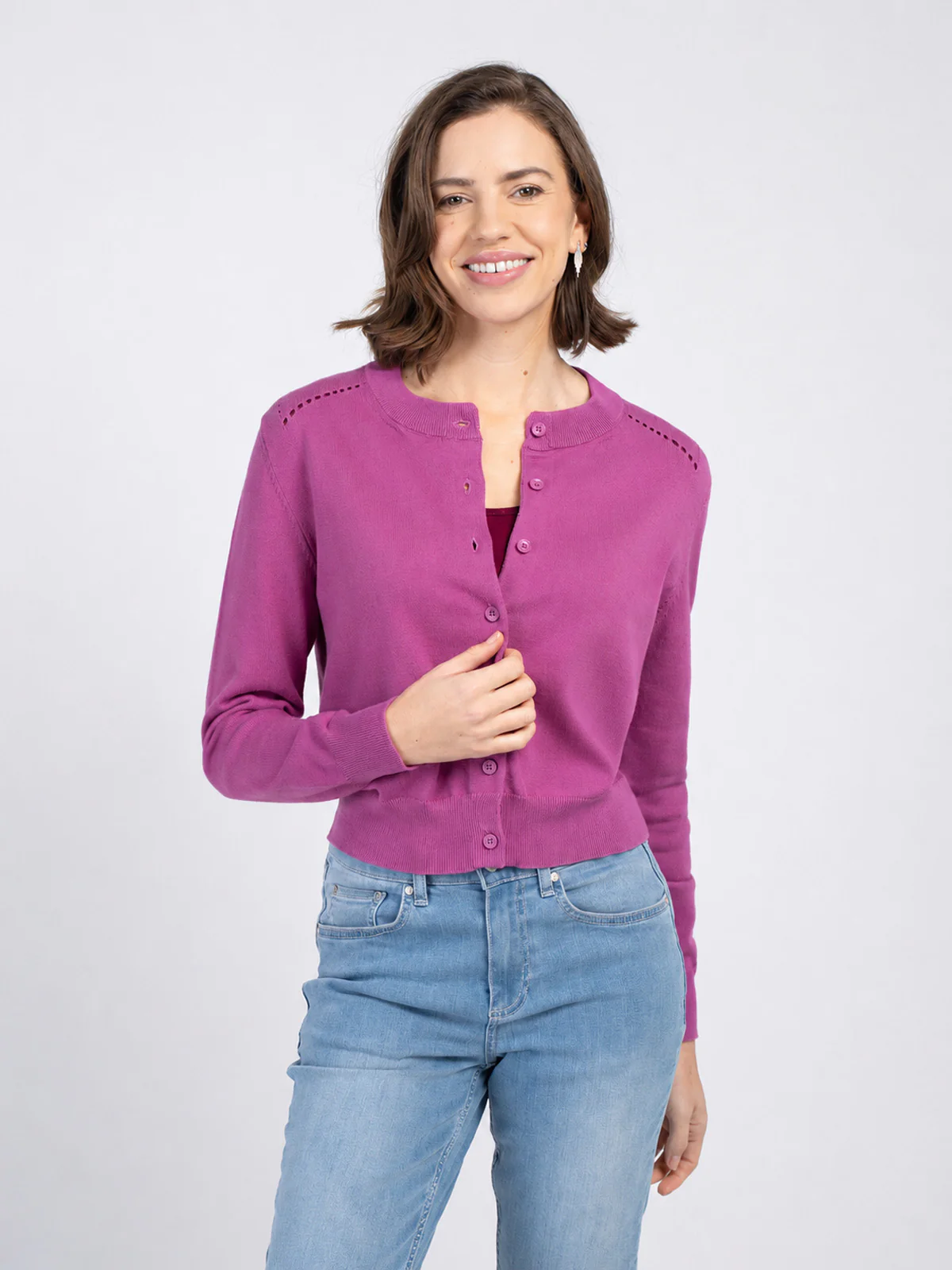 Crew Neck Cotton Cardigan - Image 20