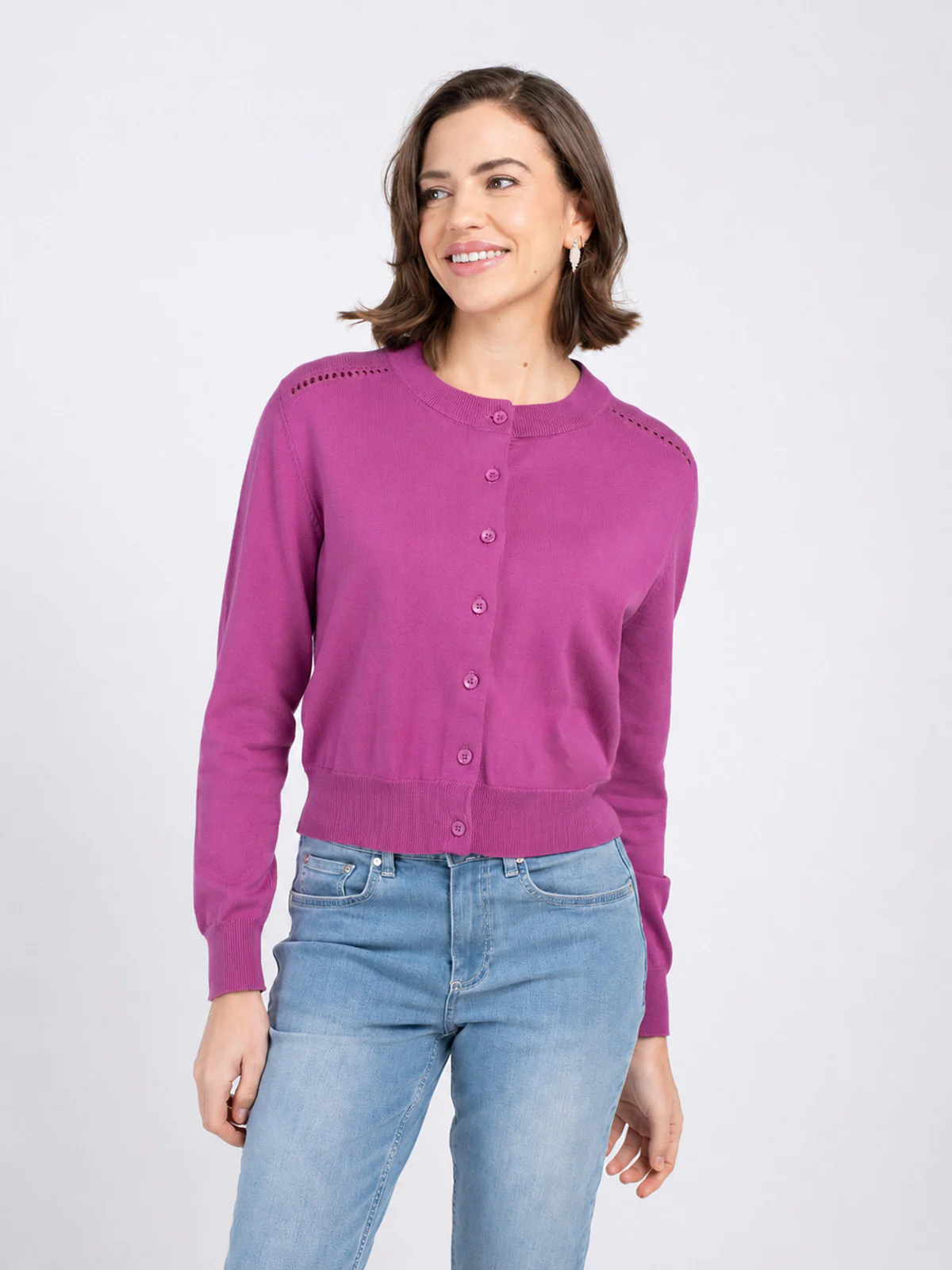 Crew Neck Cotton Cardigan - Image 21