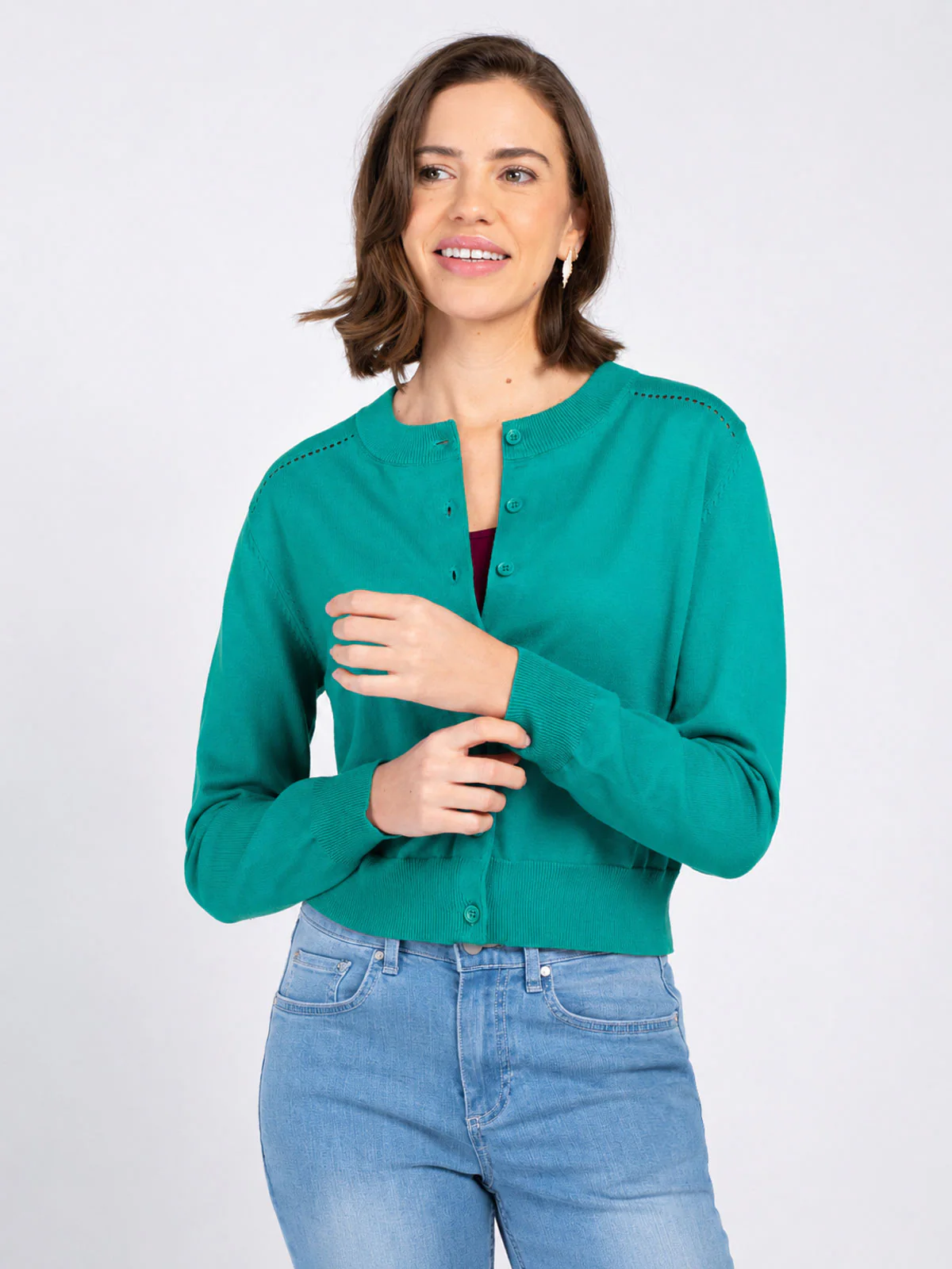 Crew Neck Cotton Cardigan - Image 25