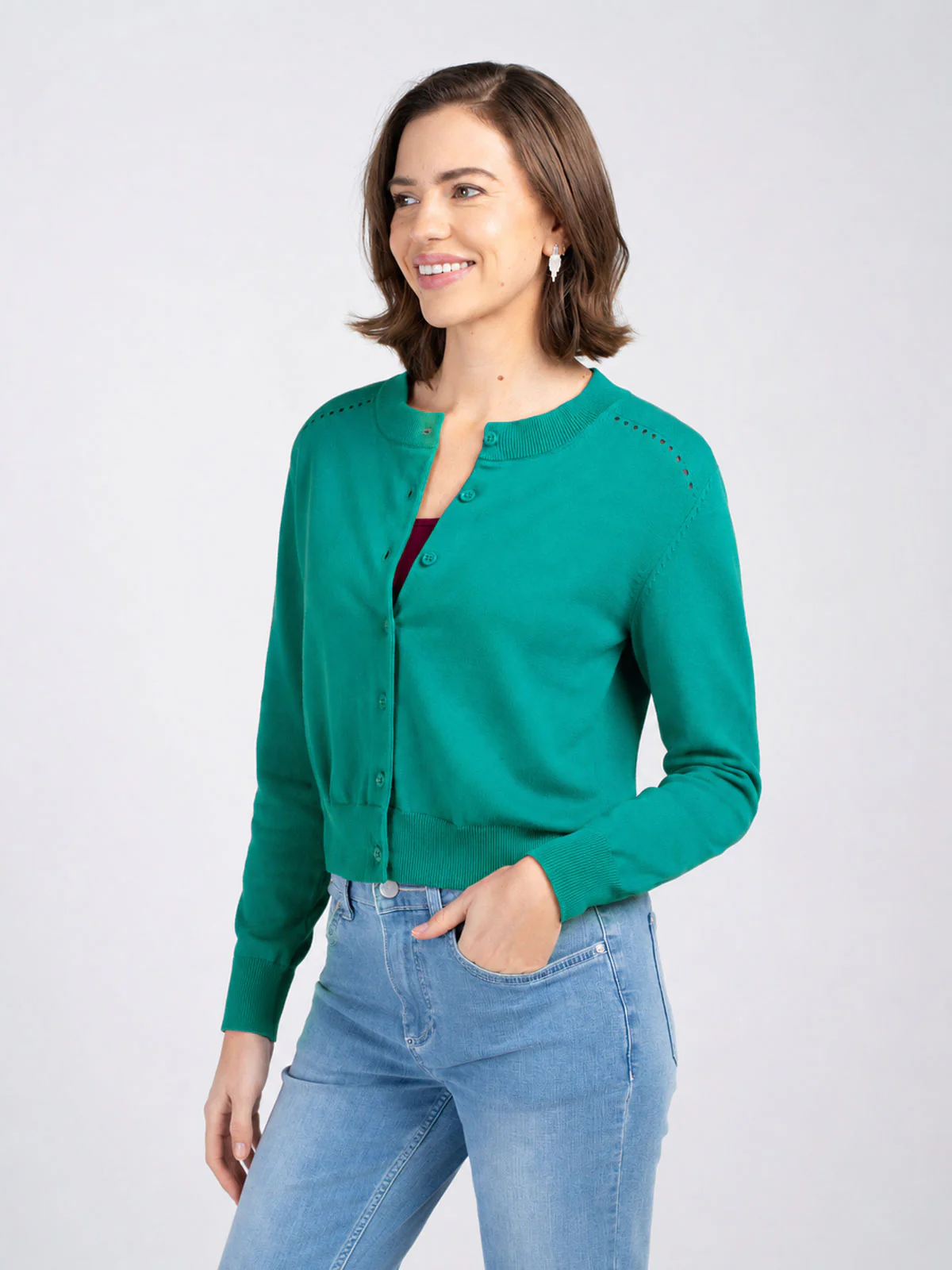 Crew Neck Cotton Cardigan - Image 27