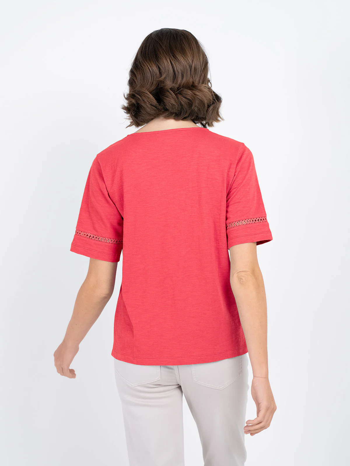 Crochet Trim Jersey Slub Top - Image 20