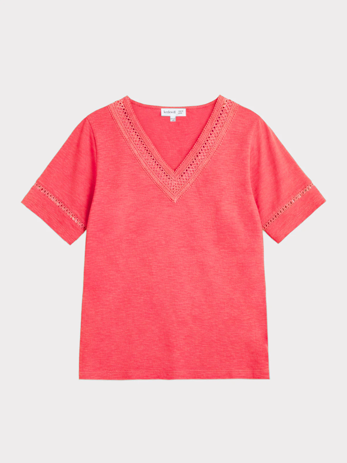 Crochet Trim Jersey Slub Top - Image 21