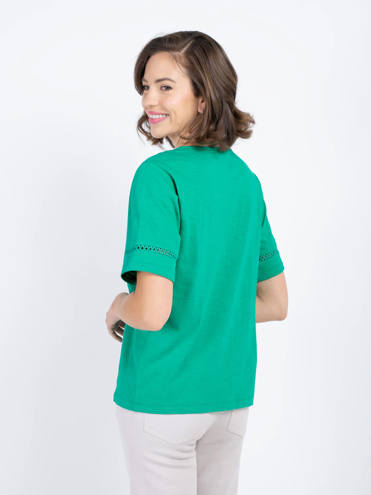 Crochet Trim Jersey Slub Top - Image 6