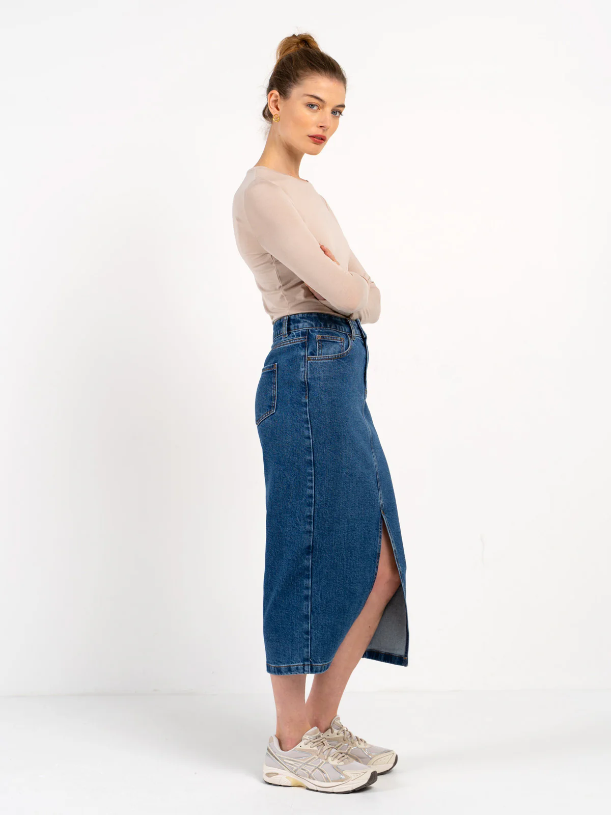 Darla Denim Midi Skirt - Image 16