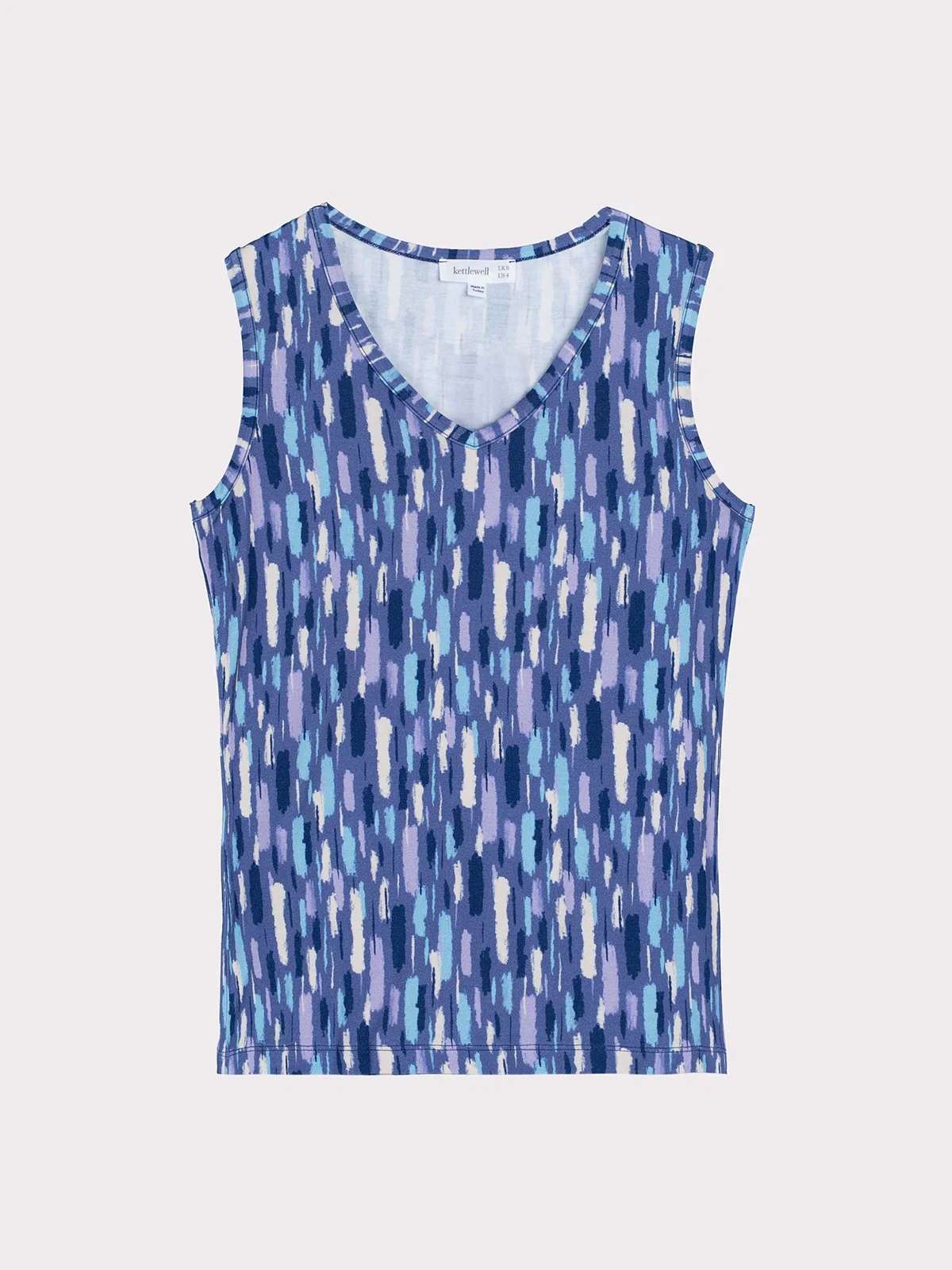 Dash Print Sleeveless V Neck Top - Image 10