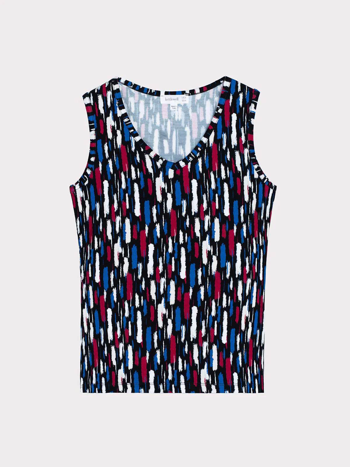 Dash Print Sleeveless V Neck Top - Image 16