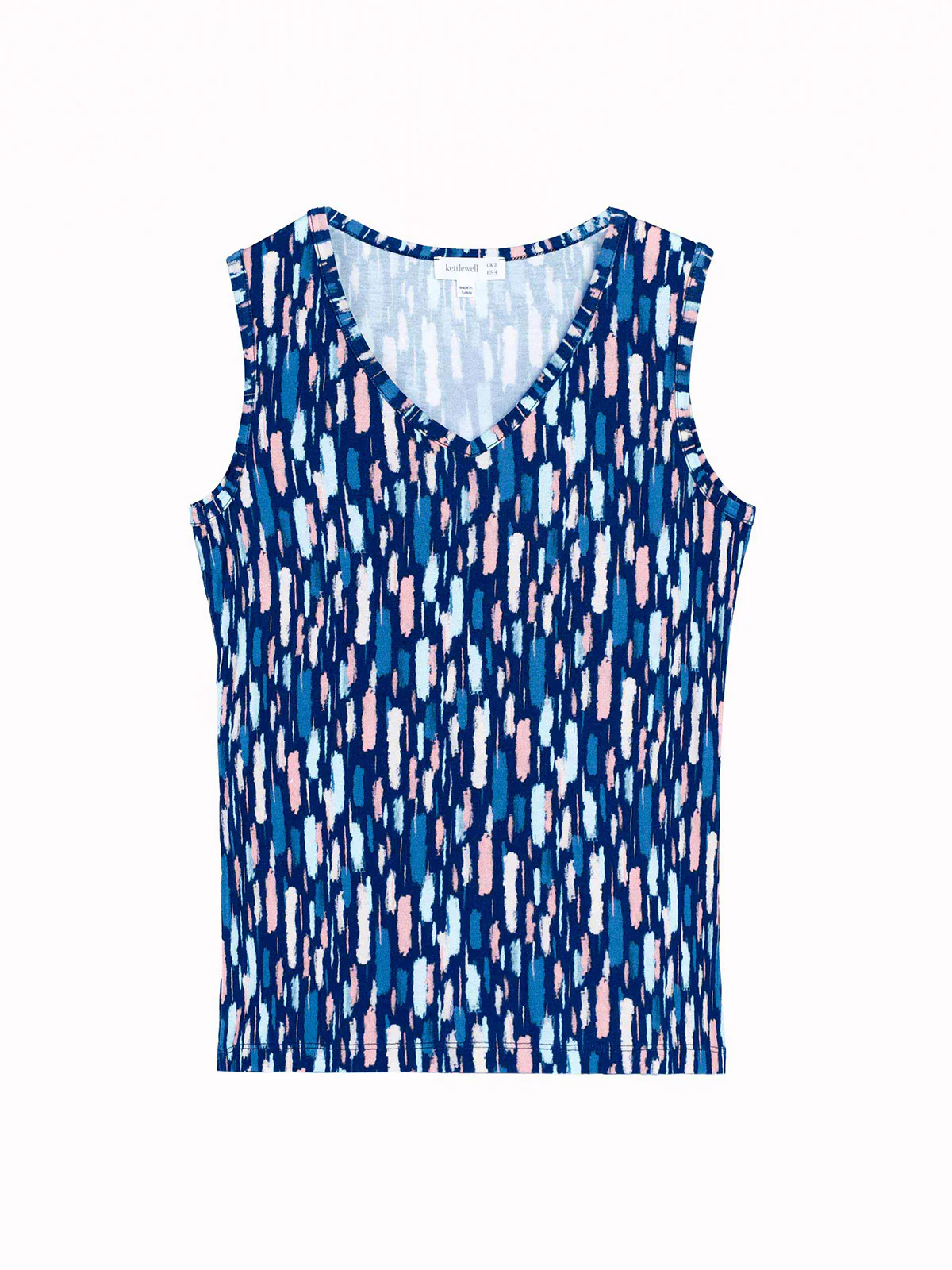 Dash Print Sleeveless V Neck Top - Image 6