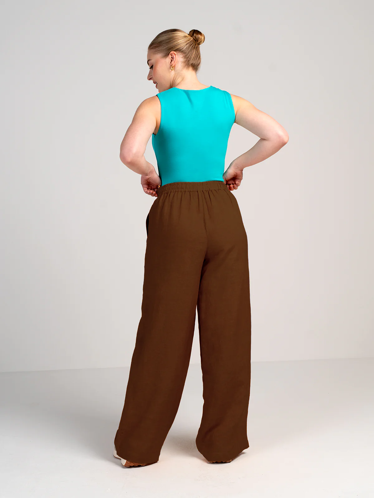 Drawstring Wide Leg Linen Trousers - Image 15