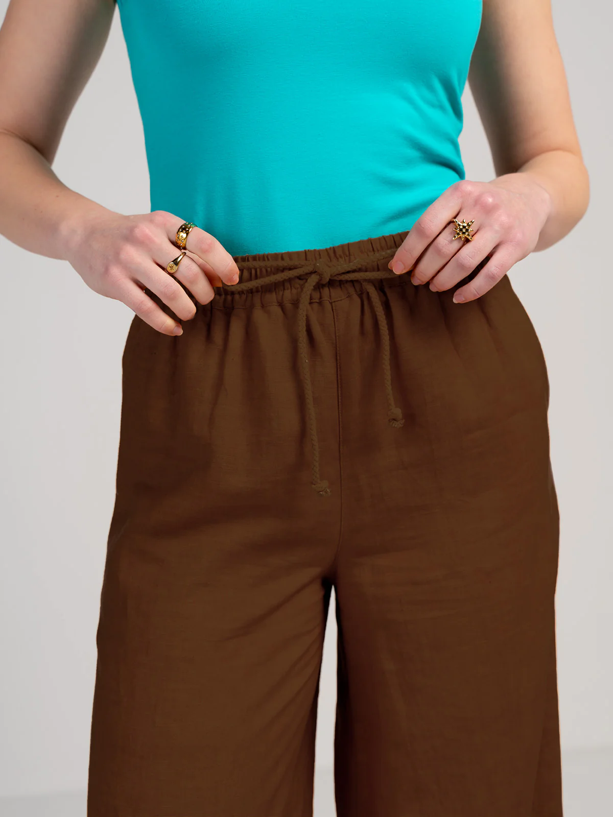 Drawstring Wide Leg Linen Trousers - Image 17