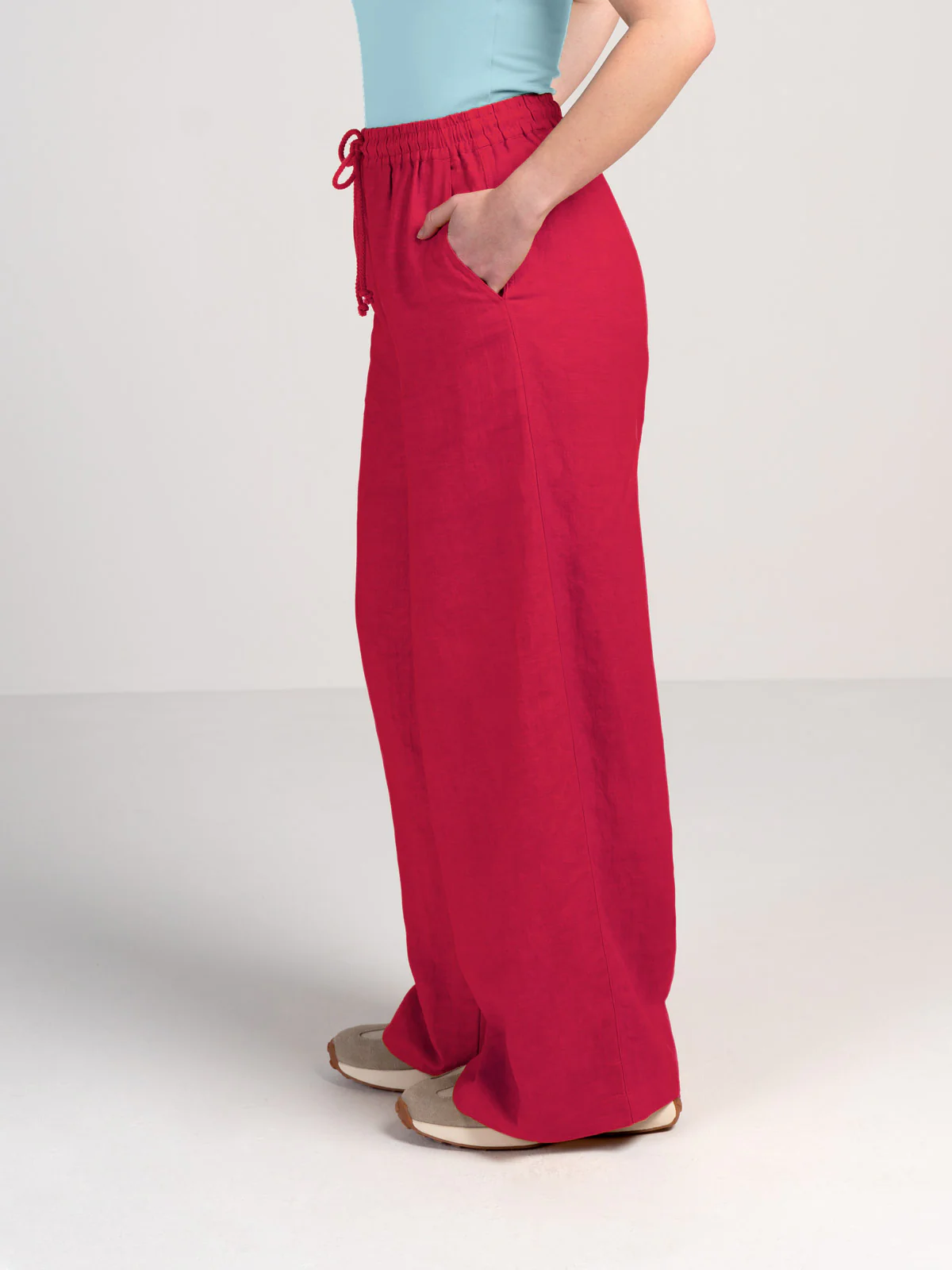 Drawstring Wide Leg Linen Trousers - Image 23