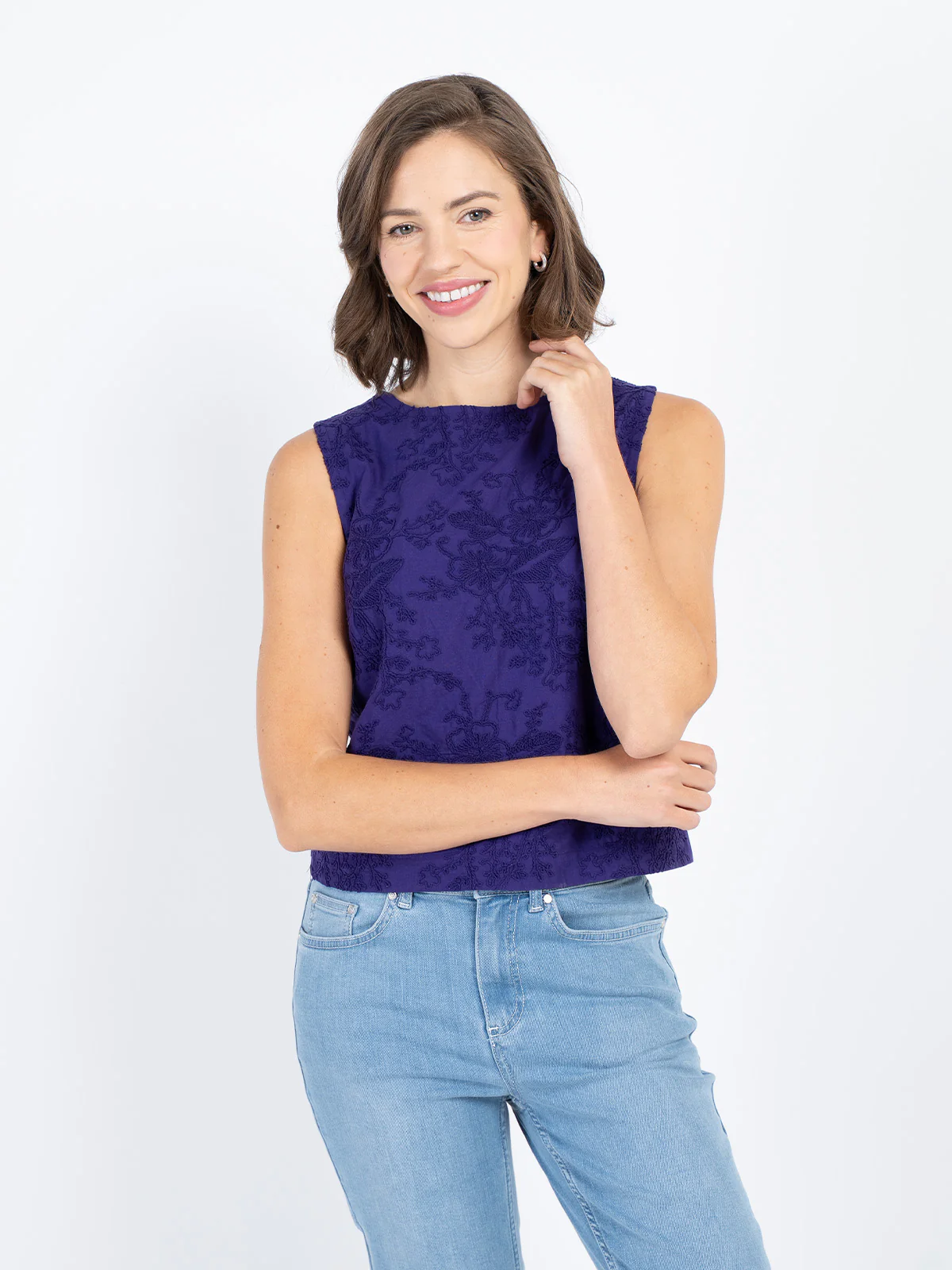 Embroidered Shell Top