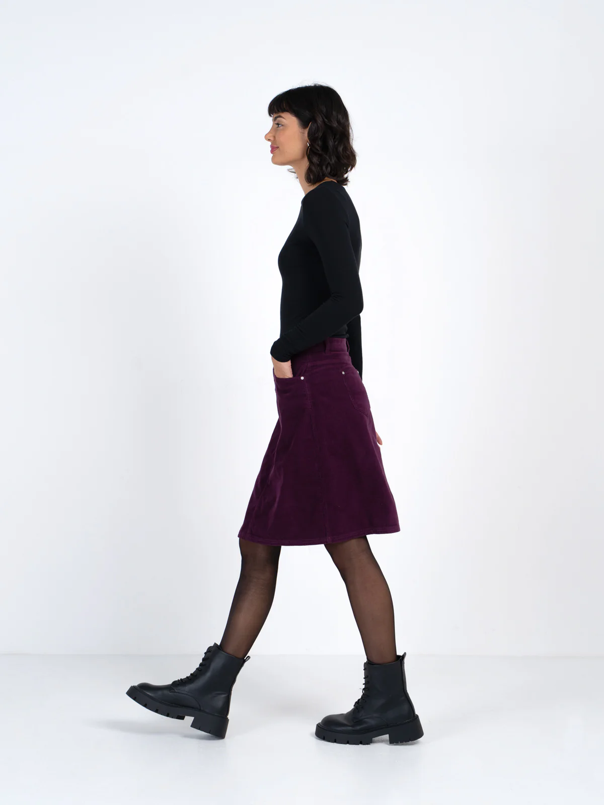 Jamie Cord Knee Length Skirt - Image 4
