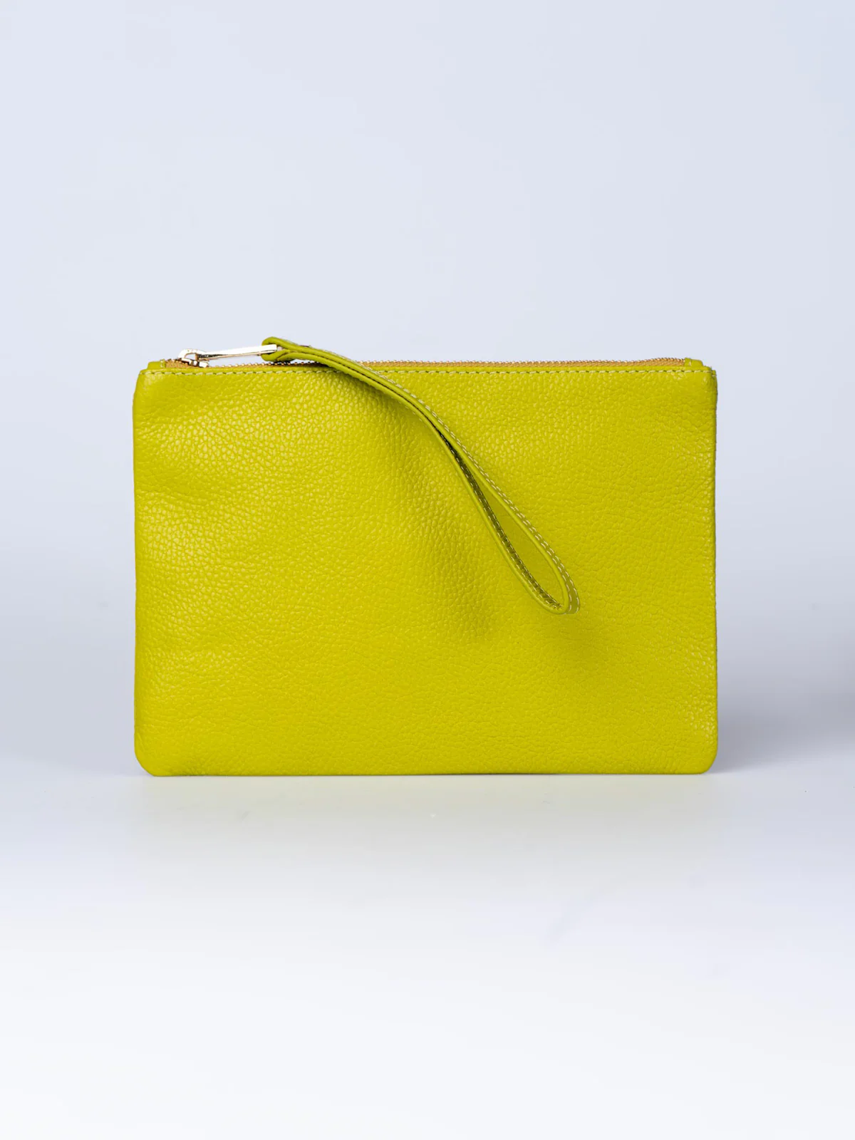 Leather Zip Top Large Pouch
