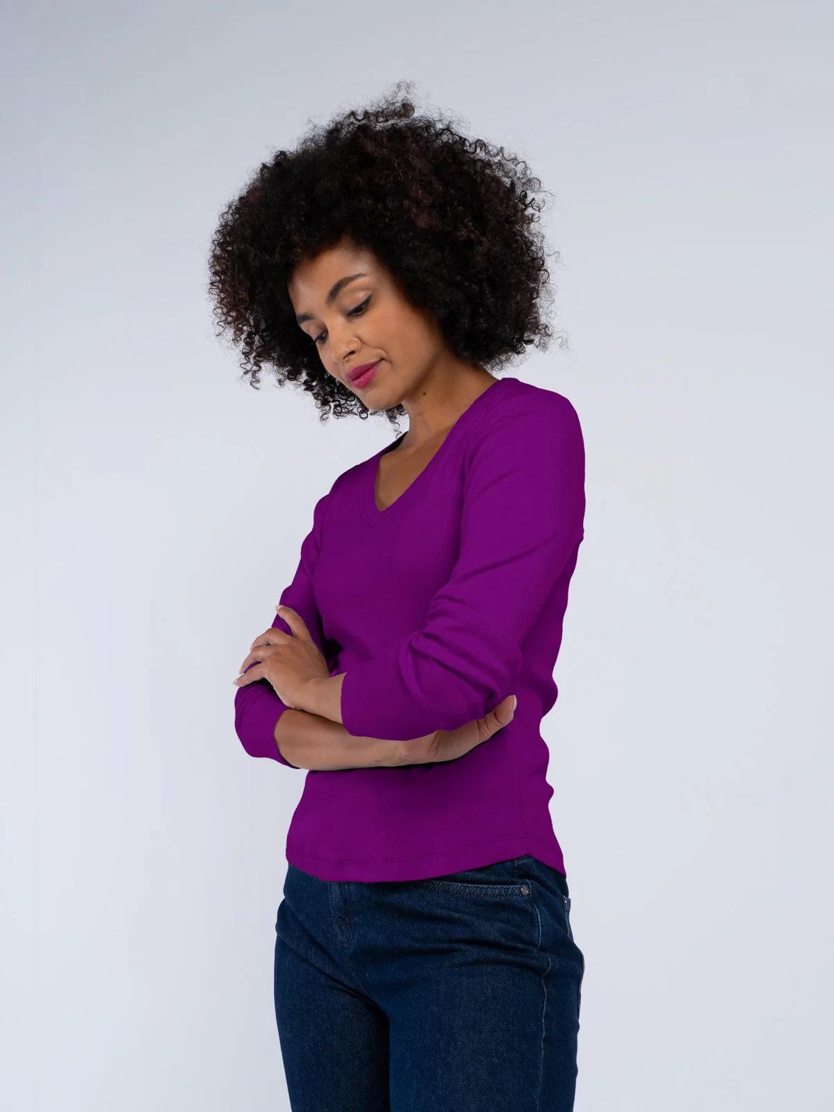 Long Sleeve Cotton Rib V - Image 2