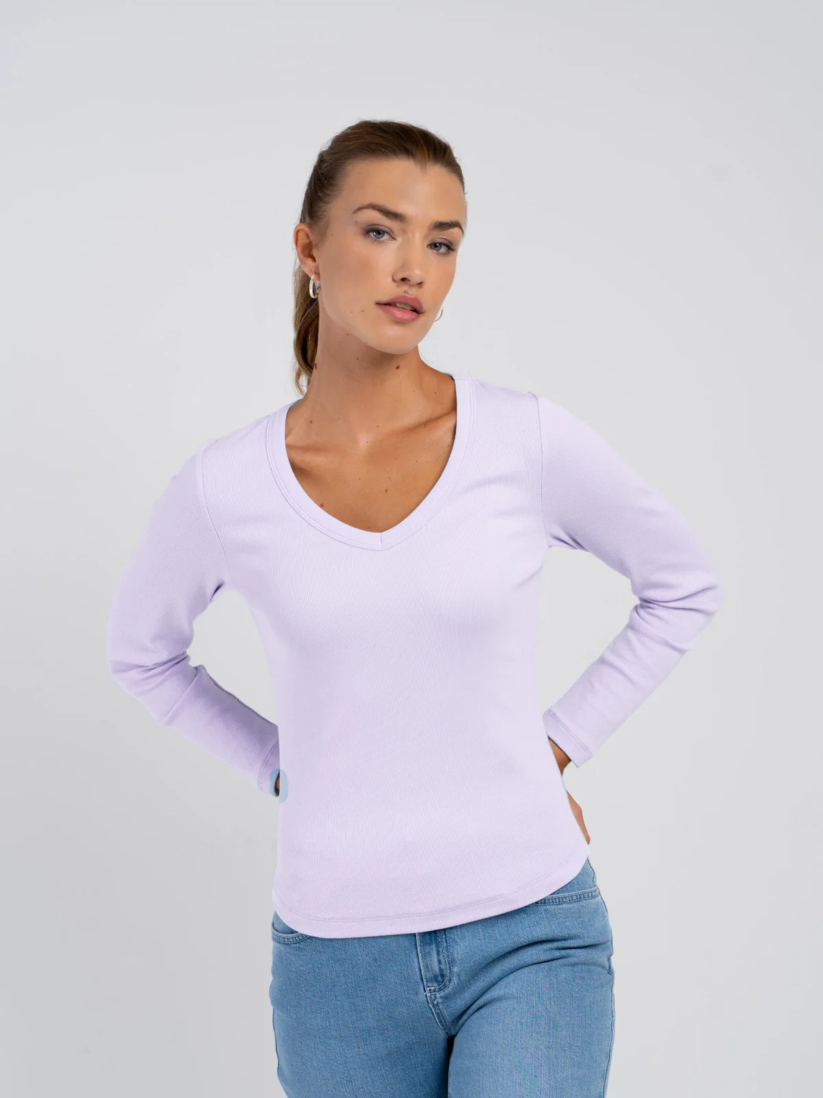 Long Sleeve Cotton Rib V - Image 28