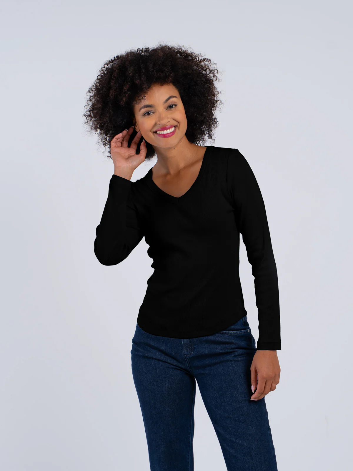 Long Sleeve Cotton Rib V - Image 5