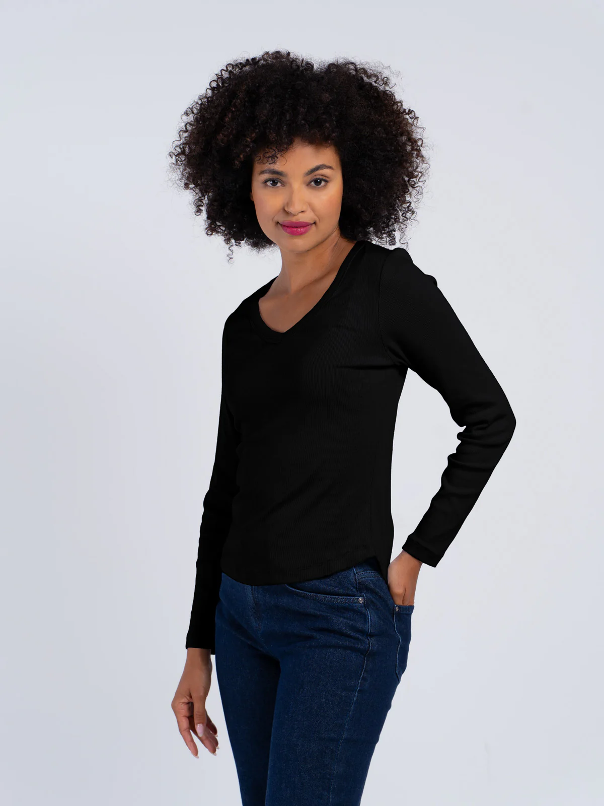Long Sleeve Cotton Rib V - Image 7