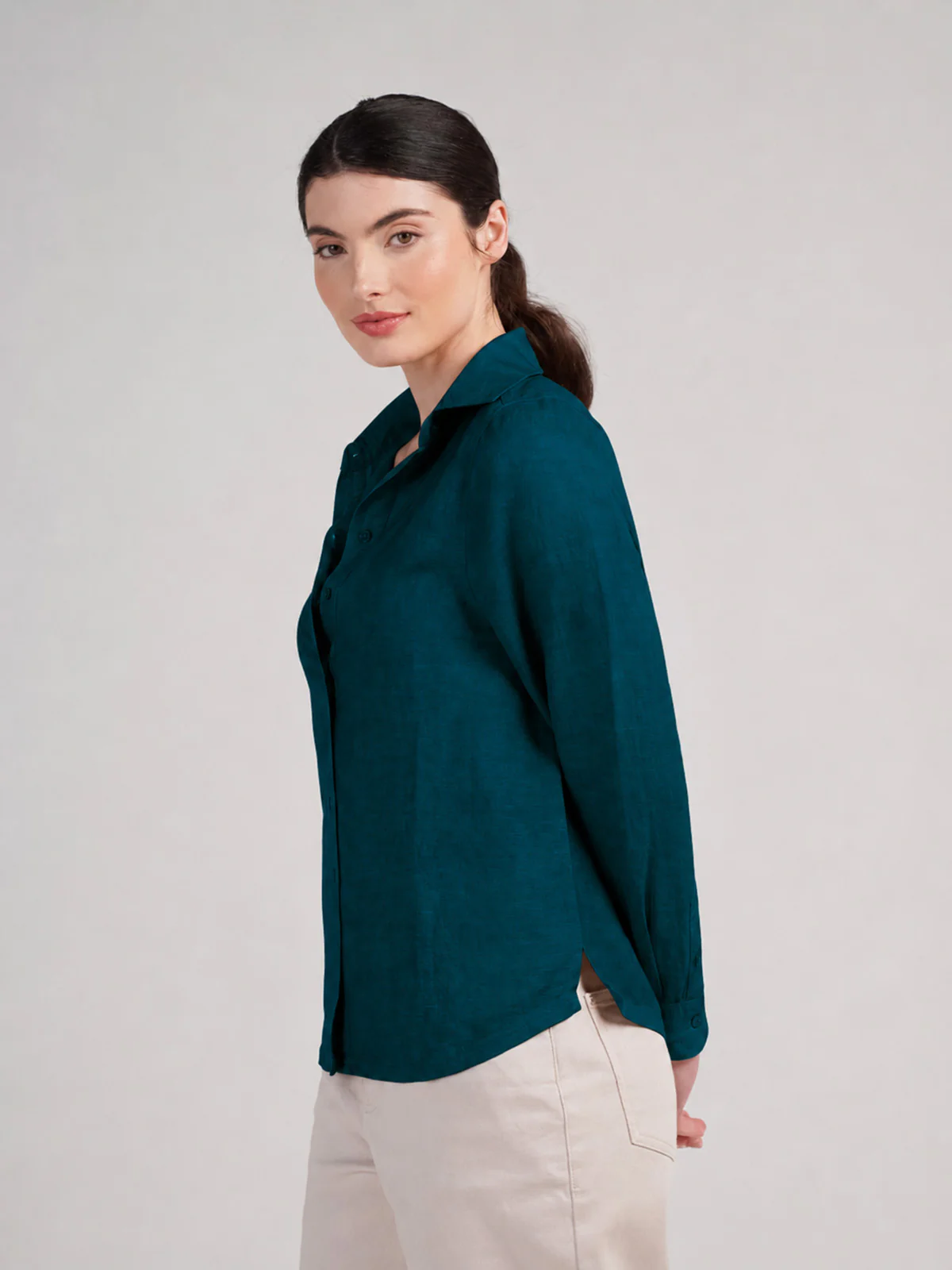Long Sleeve Linen Shirt - Image 27