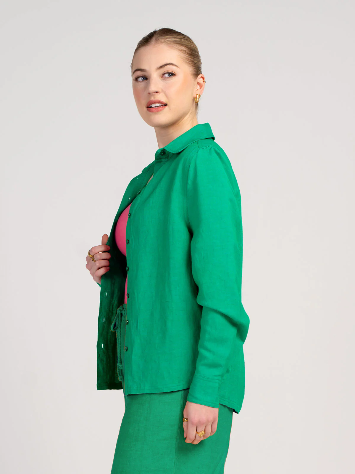Long Sleeve Linen Shirt - Image 31