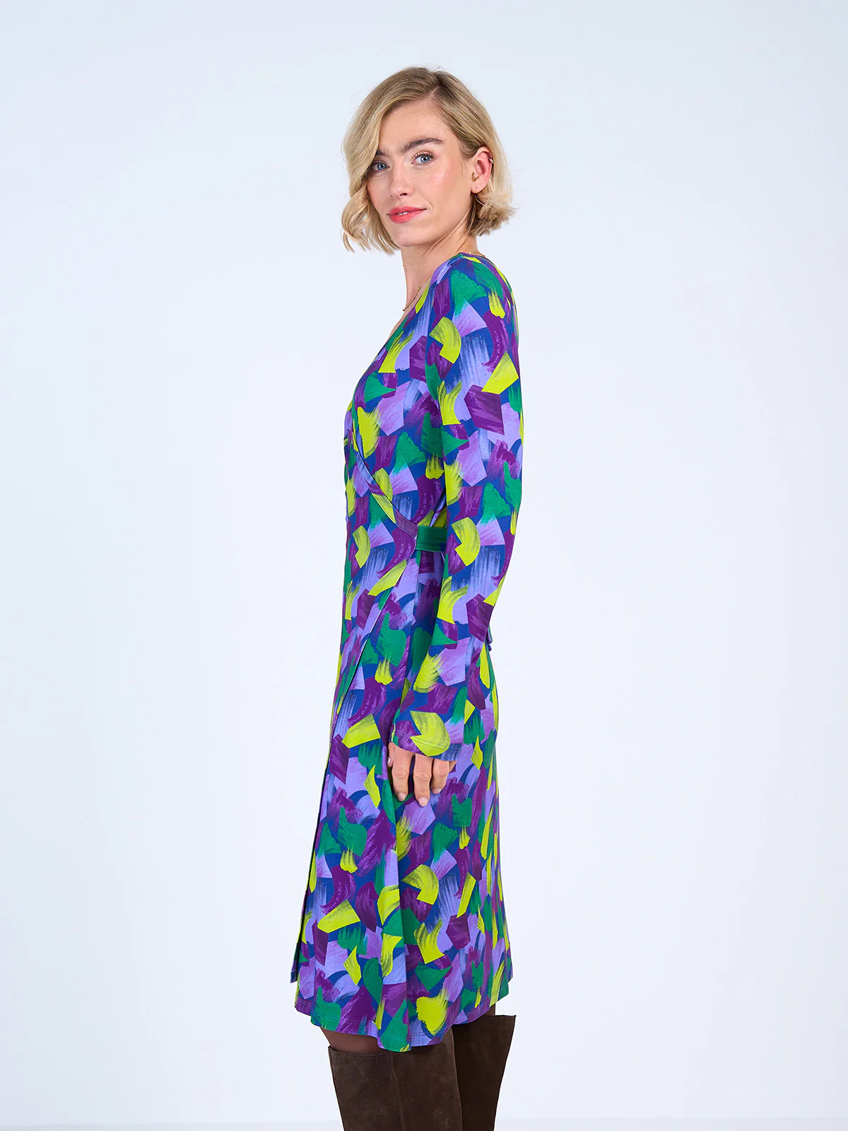 Long Sleeve Printed Wrap Dress - Image 11