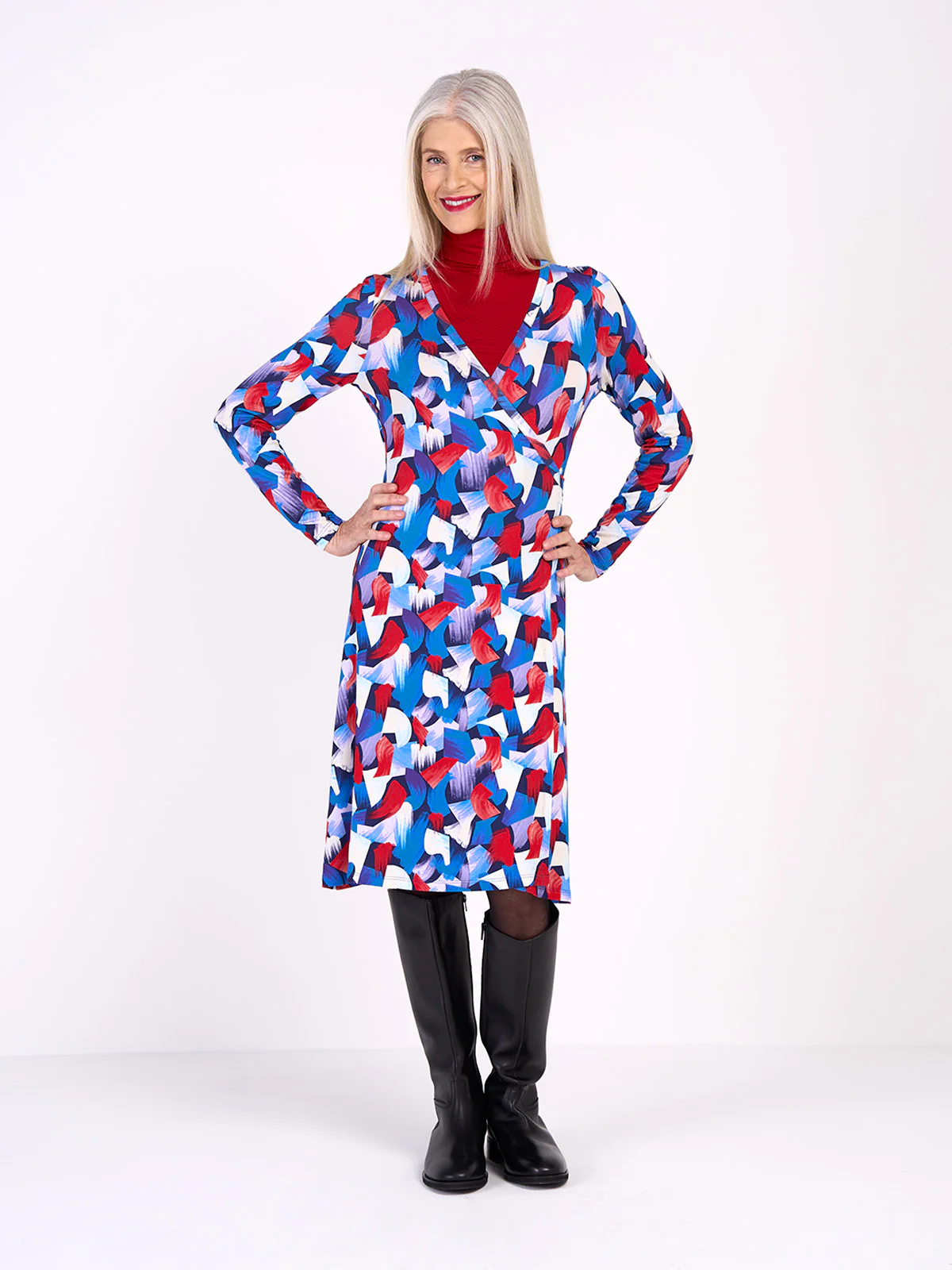 Long Sleeve Printed Wrap Dress - Image 13