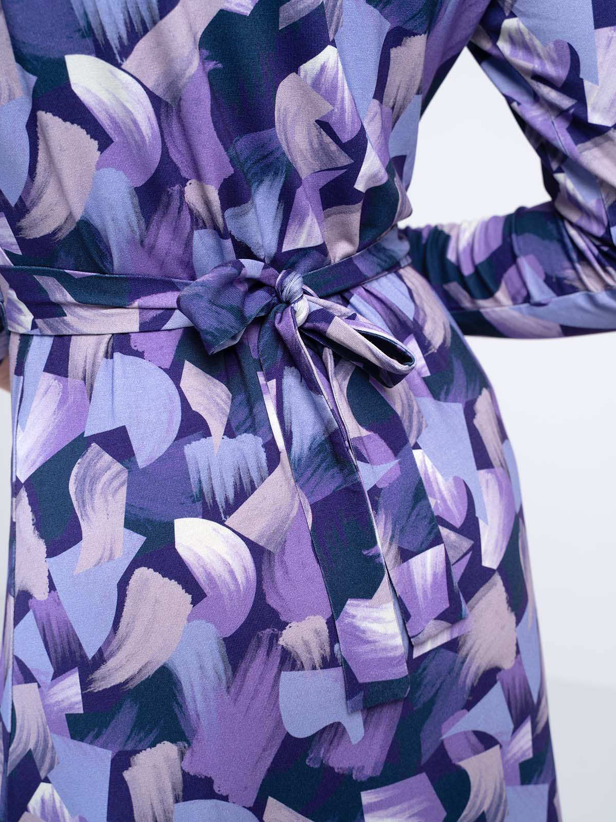 Long Sleeve Printed Wrap Dress - Image 8