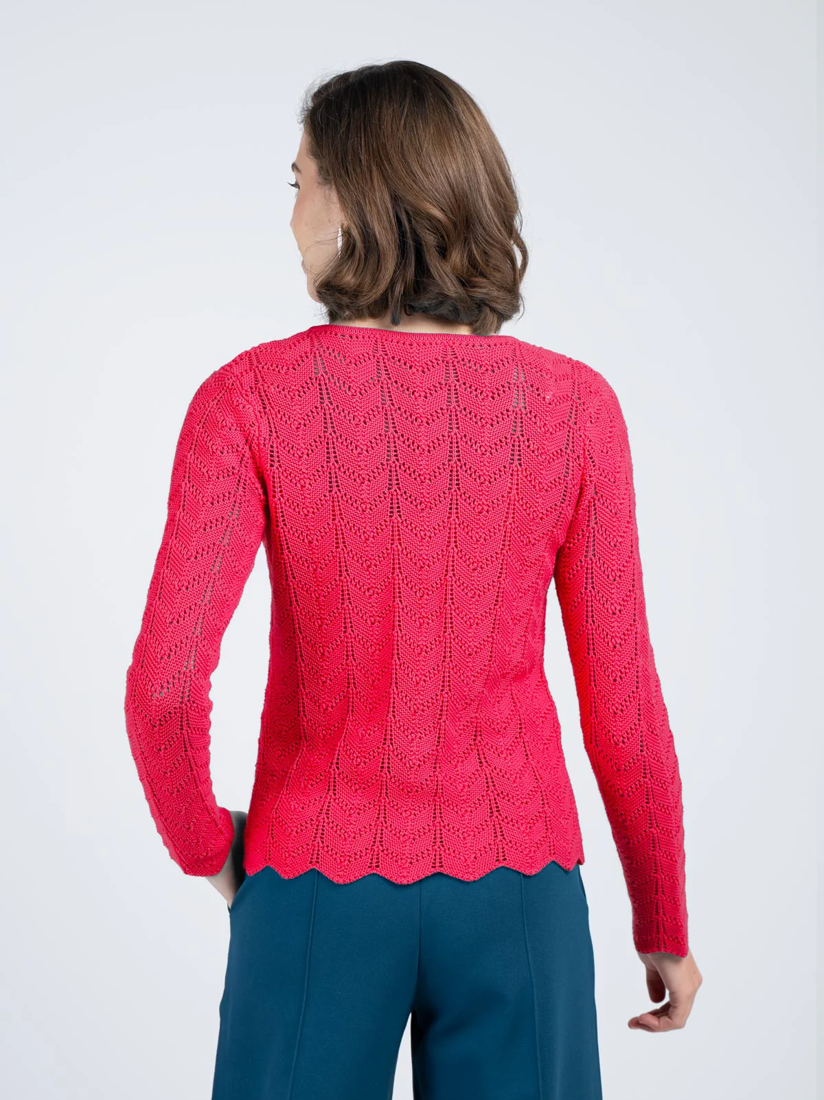 Pointelle V Neck Cardigan - Image 11