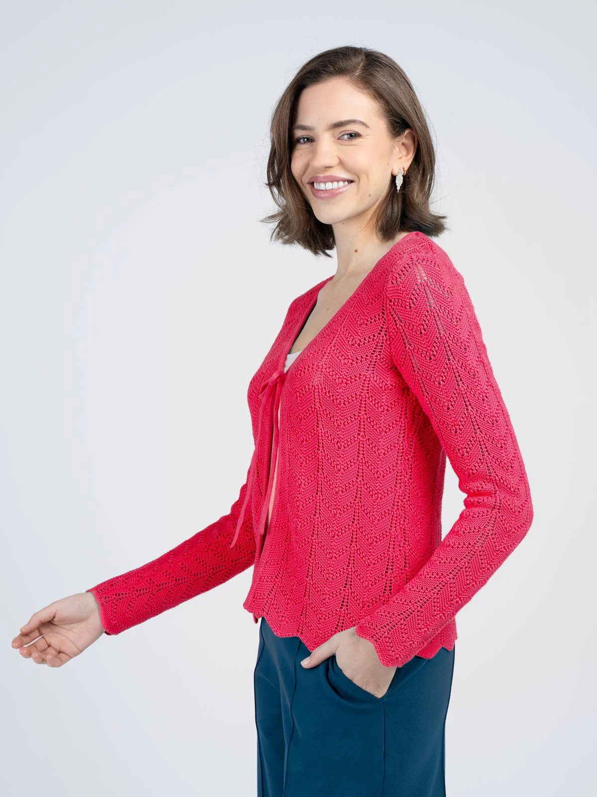 Pointelle V Neck Cardigan - Image 12