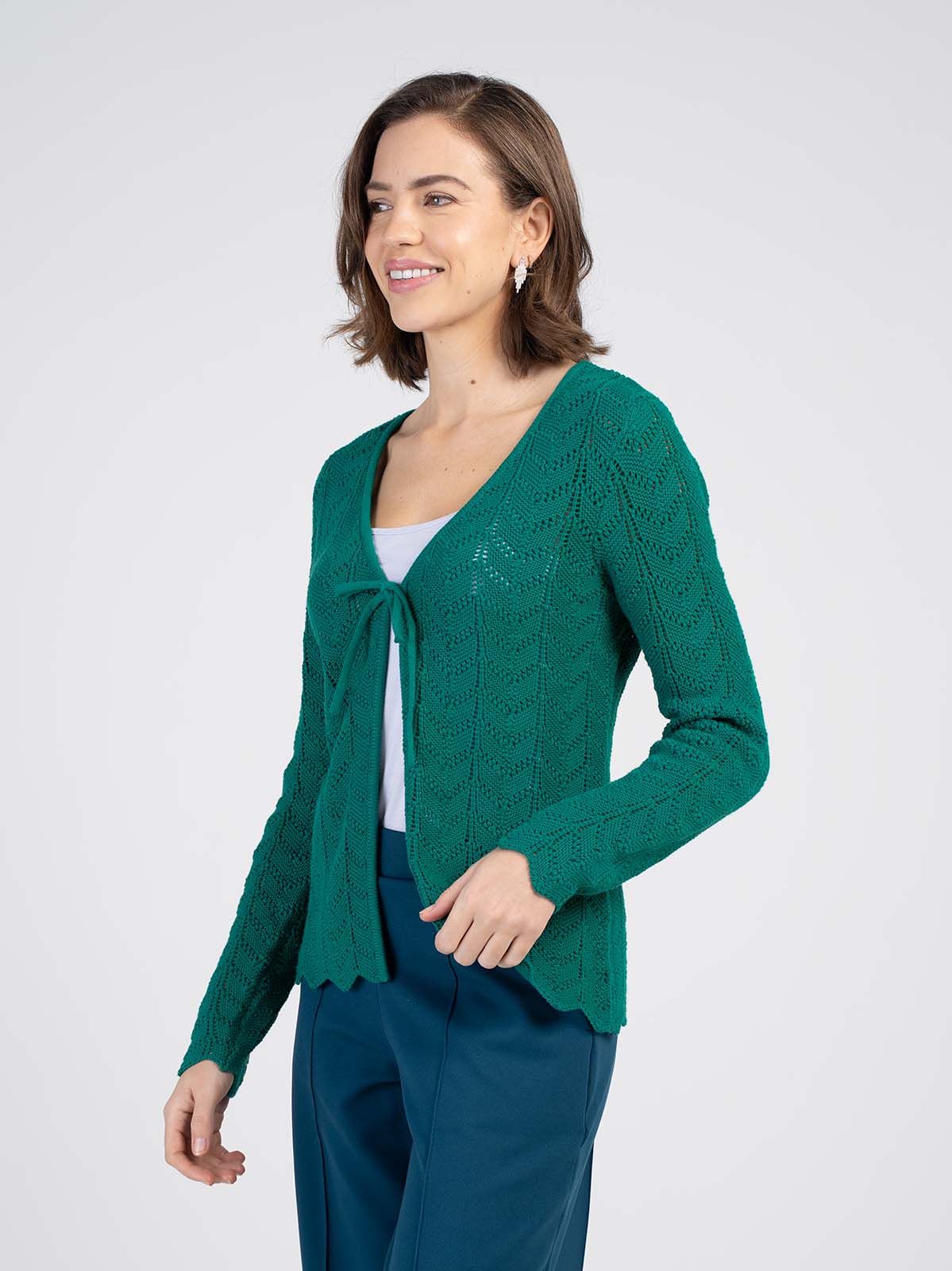 Pointelle V Neck Cardigan - Image 3
