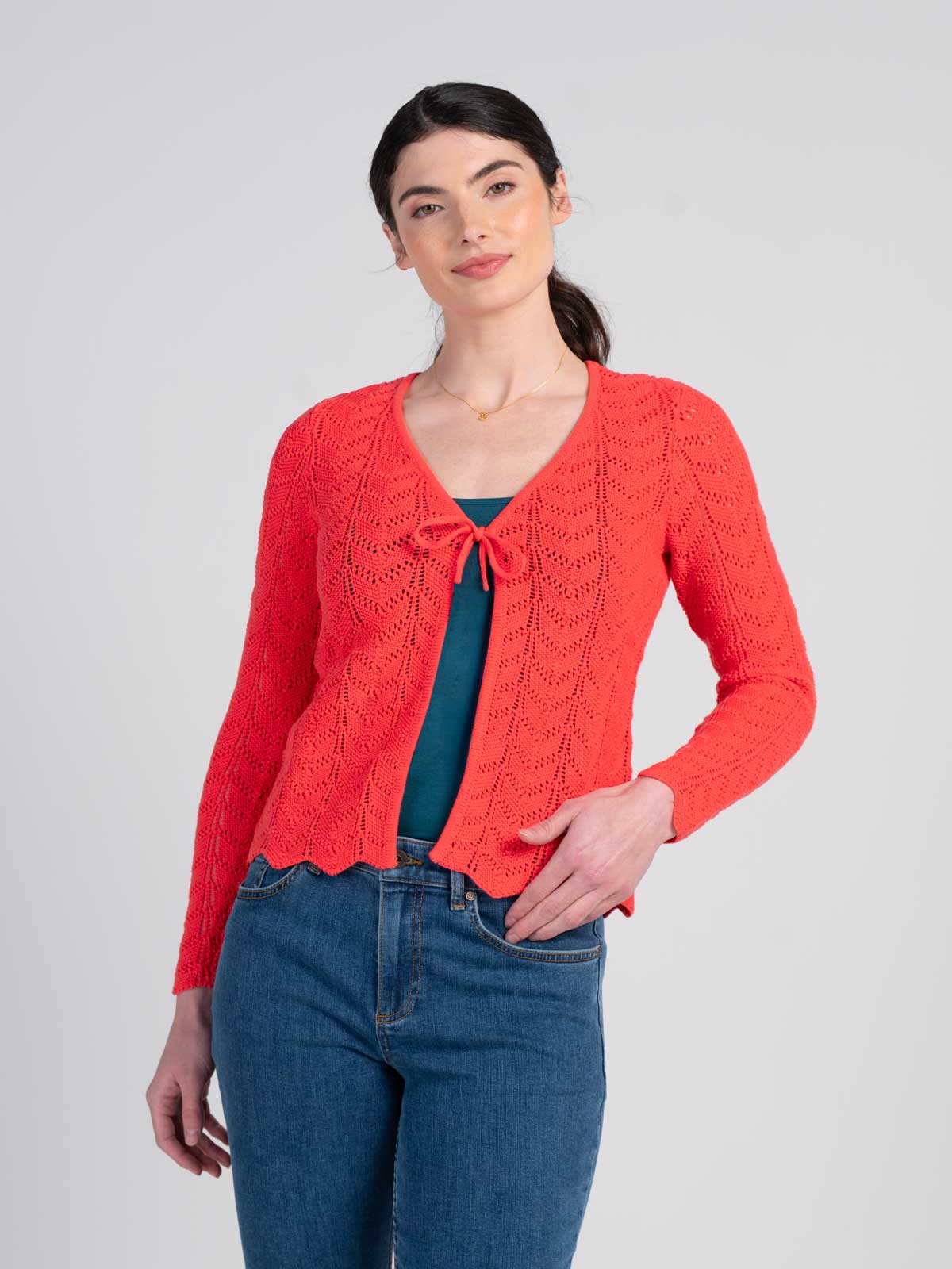 Pointelle V Neck Cardigan - Image 6