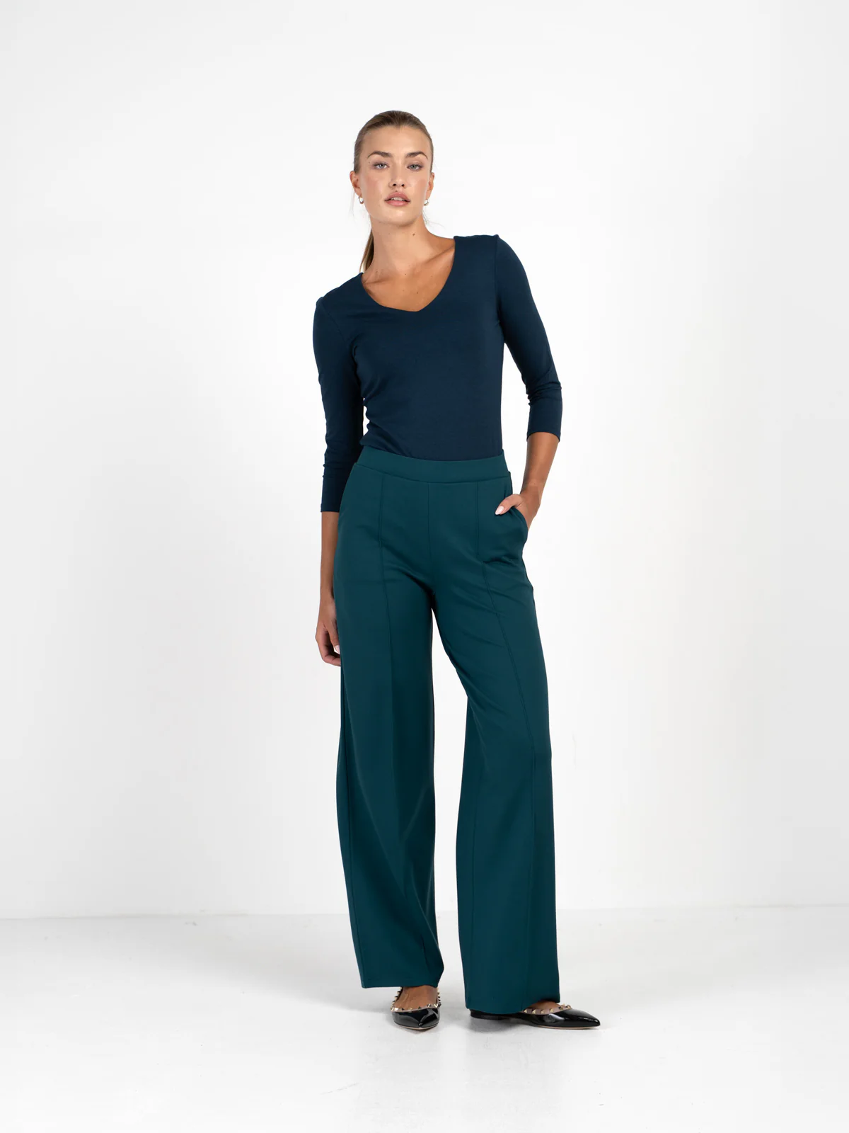 Ponte Wide Leg Trousers - Image 24