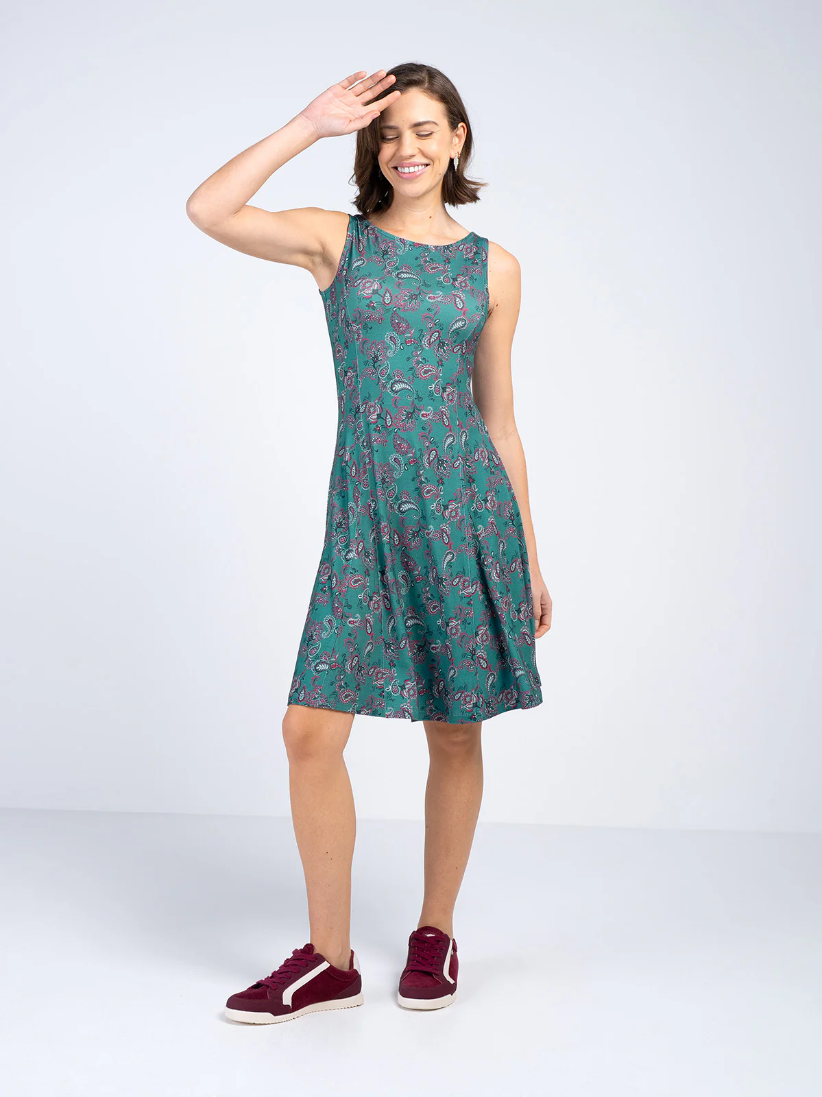 Printed Paisley Sleeveless Dress - Image 7