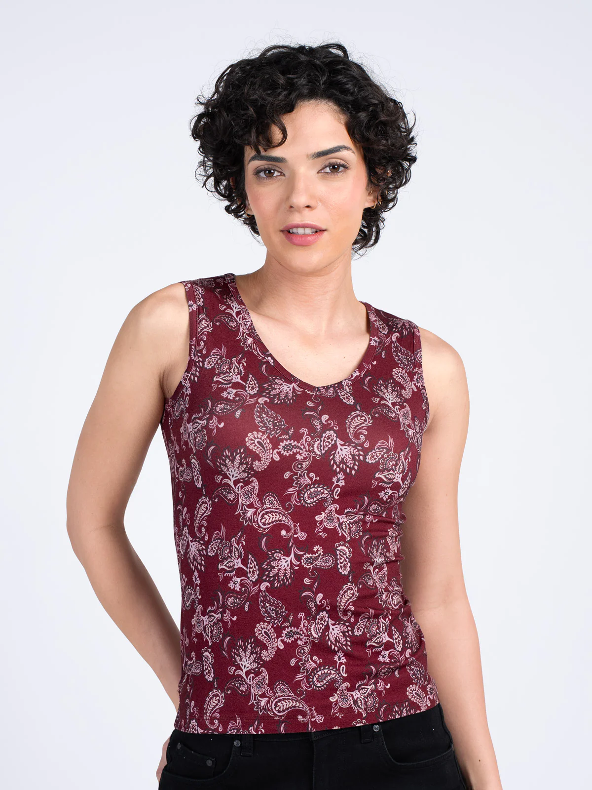 Printed Sleeveless Paisley Top - Image 14