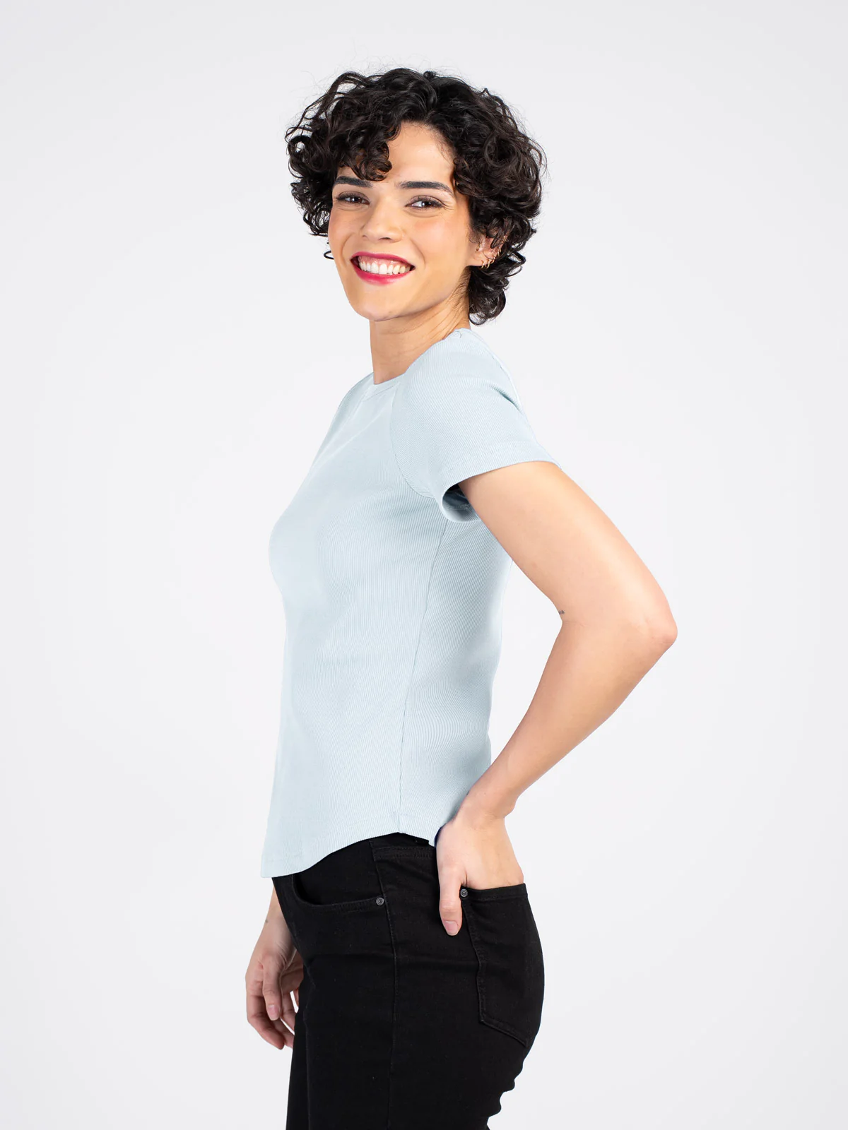 Short Sleeve Crew Neck Rib Tee - Image 13