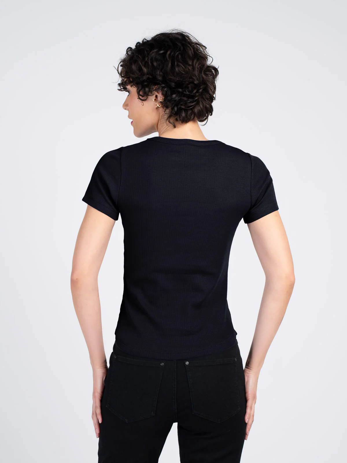 Short Sleeve Crew Neck Rib Tee - Image 2