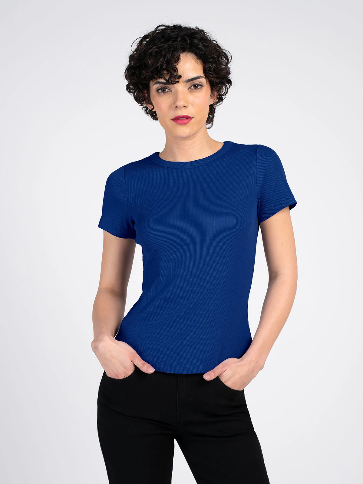 Short Sleeve Crew Neck Rib Tee - Image 5
