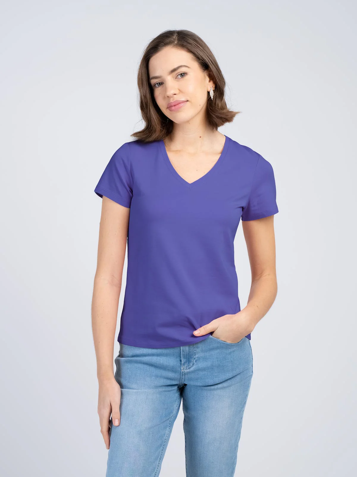 Short Sleeve Everyday V Neck T-Shirt - Image 29