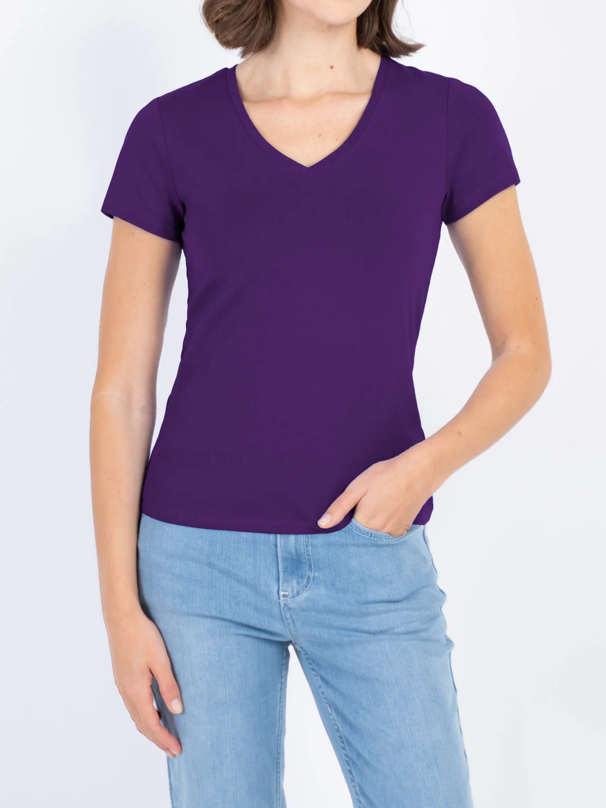 Short Sleeve Everyday V Neck T-Shirt - Image 58